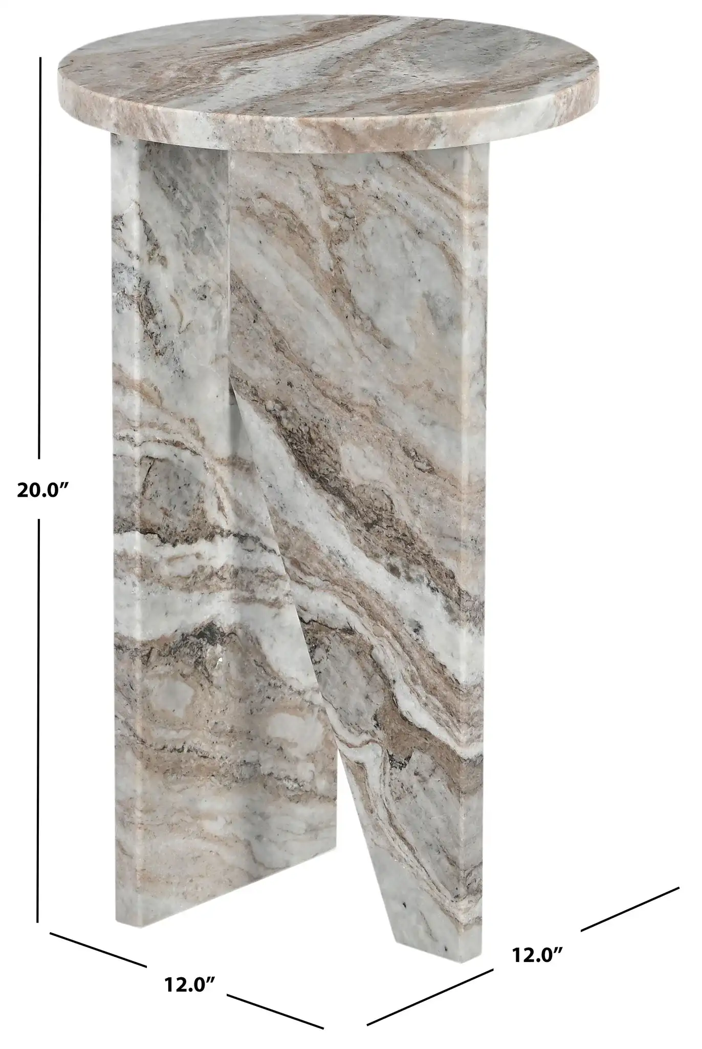 Devlin Marble Drink Table in Brown, detail view
