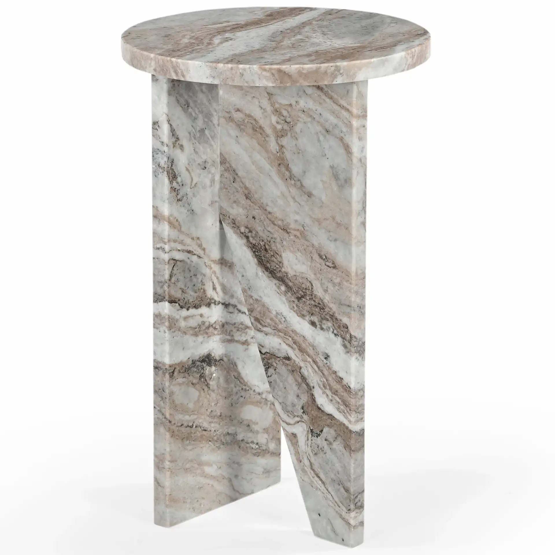 Devlin Marble Drink Table in Brown, detail view