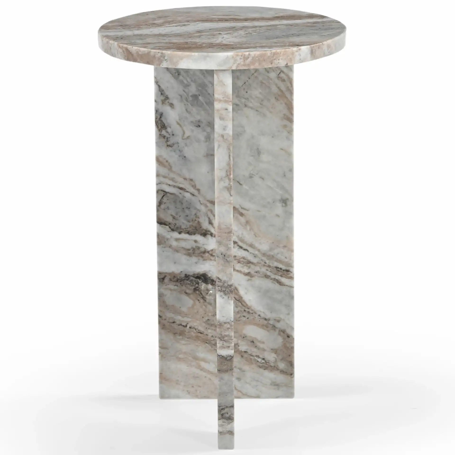 Devlin Marble Drink Table in Brown, detail view