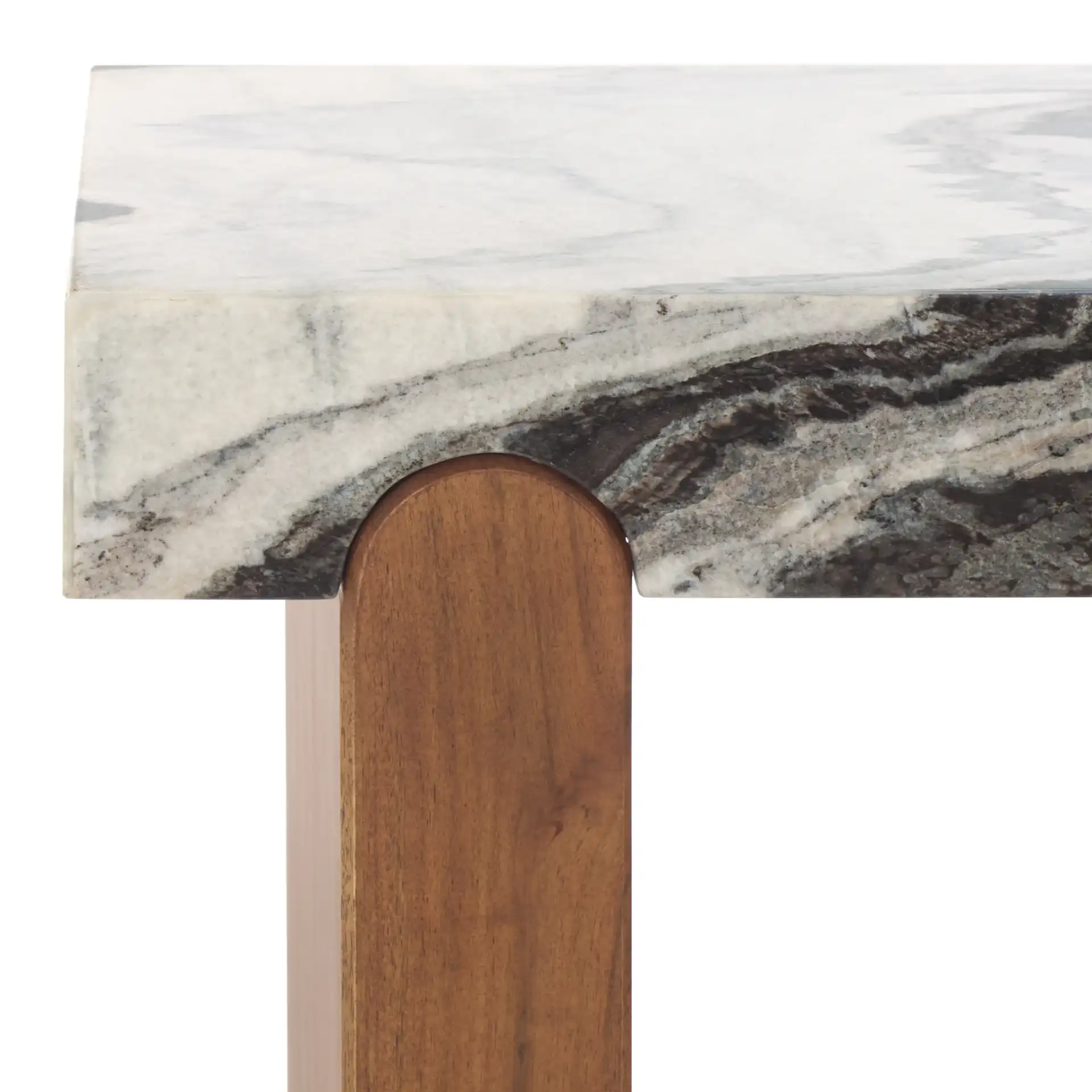 Ellebeth Marble Top Accent Table in Hazel / Walnut in a styled room