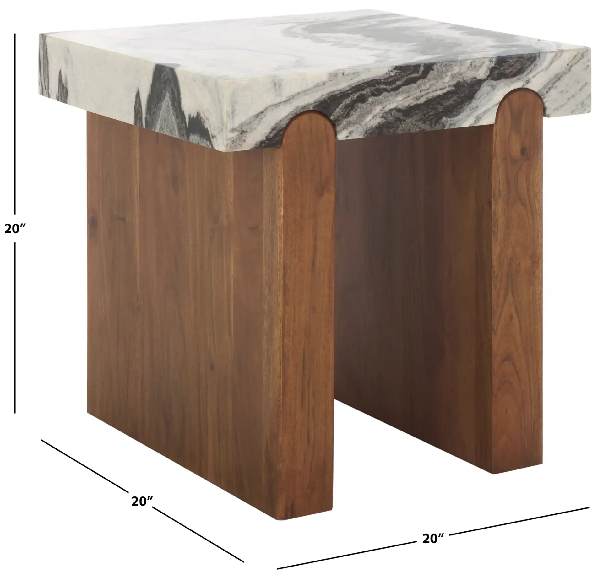Ellebeth Marble Top Accent Table in Hazel / Walnut, detail view