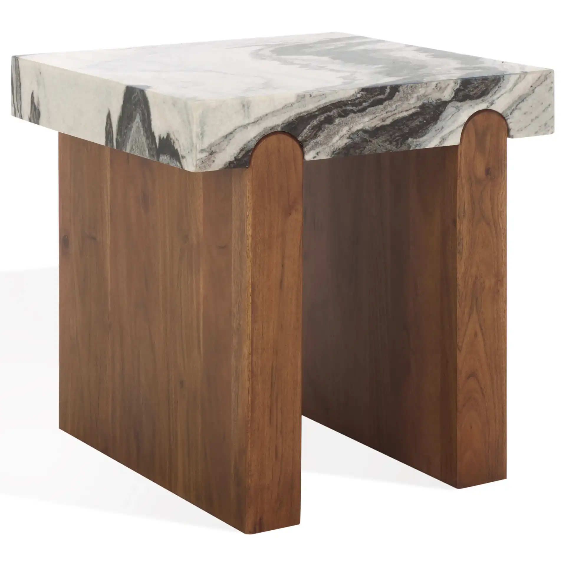 Ellebeth Marble Top Accent Table in Hazel / Walnut, detail view