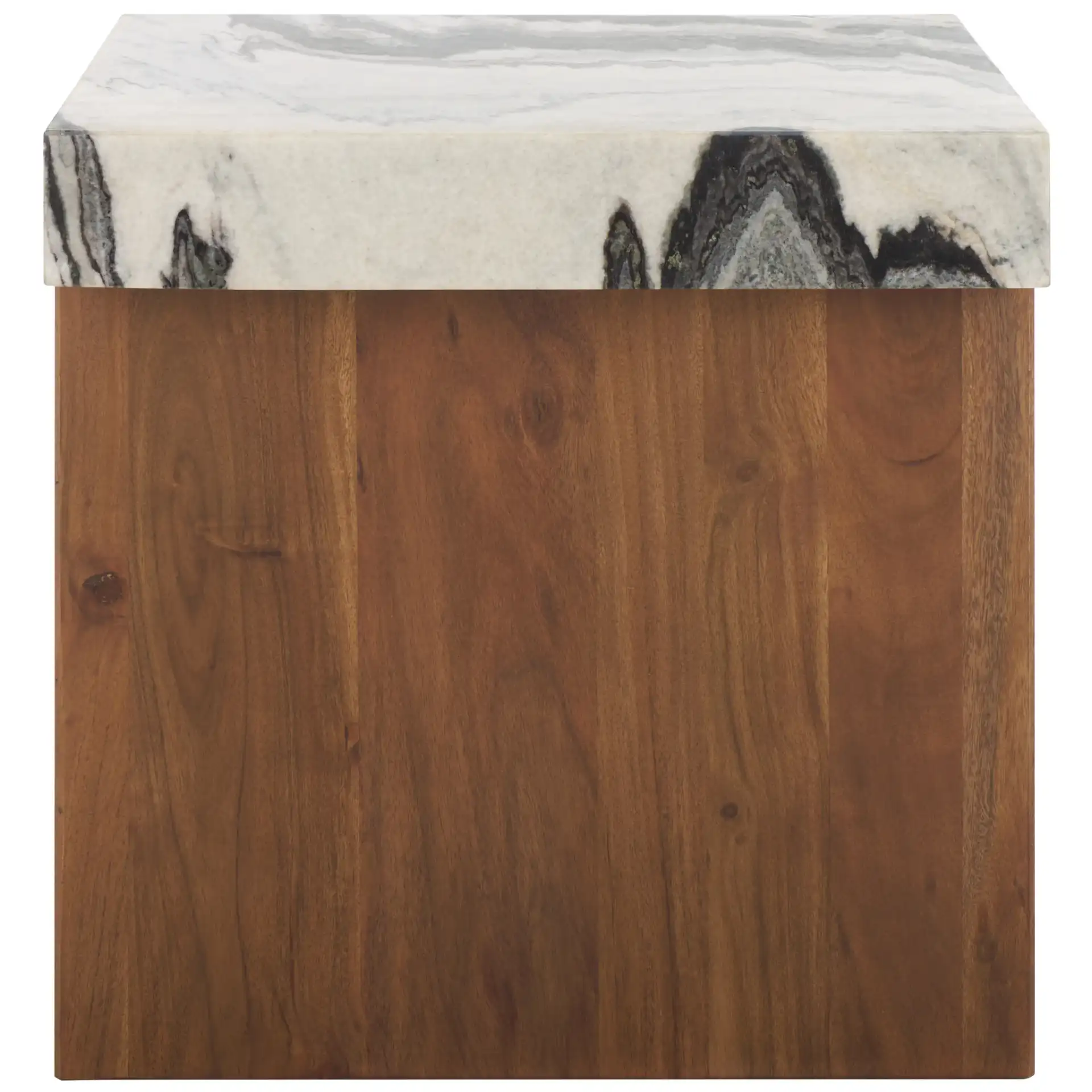 Ellebeth Marble Top Accent Table in Hazel / Walnut, detail view