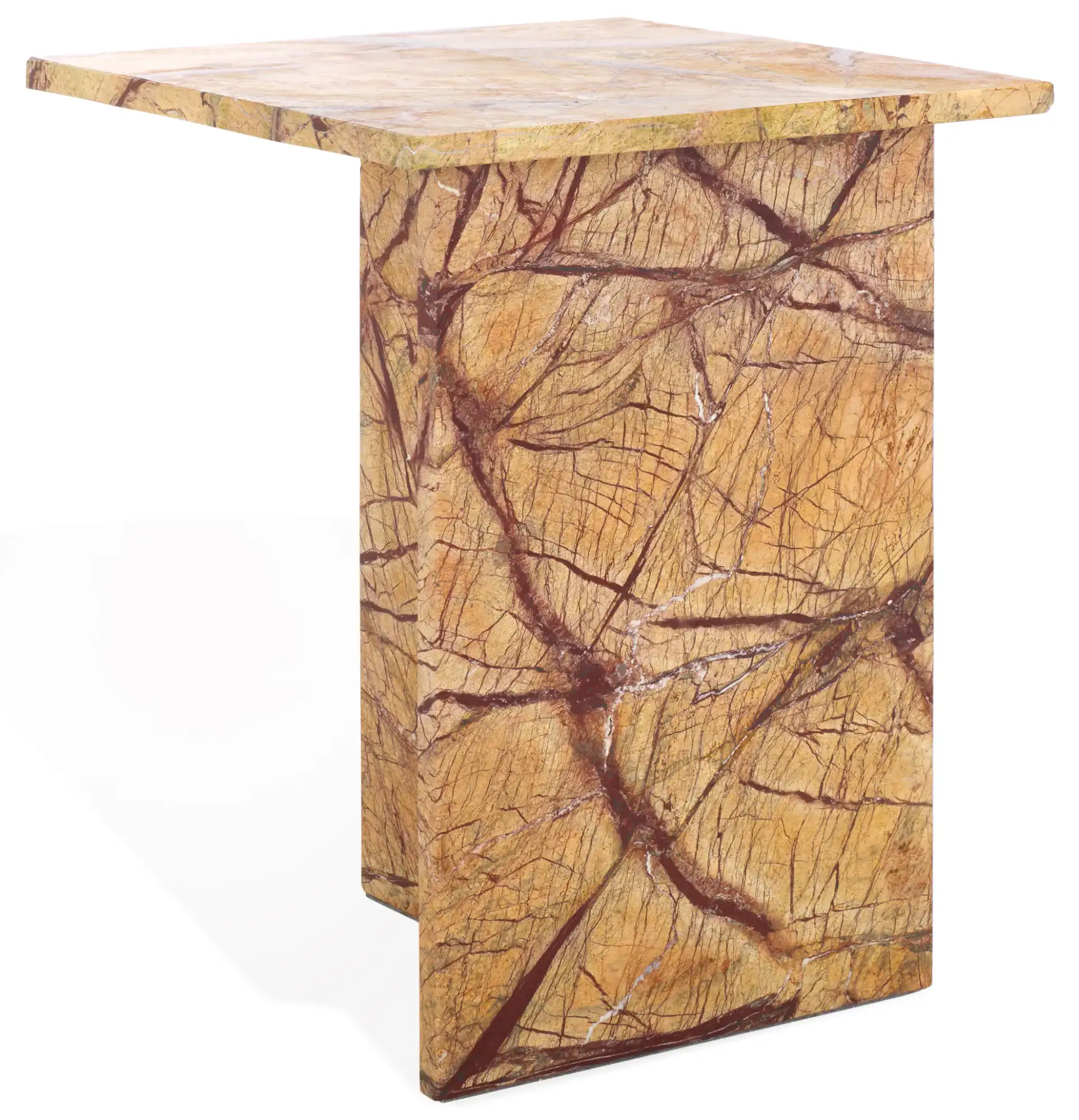 Adriano Marble Accent Table in Beige / Brown, detail view