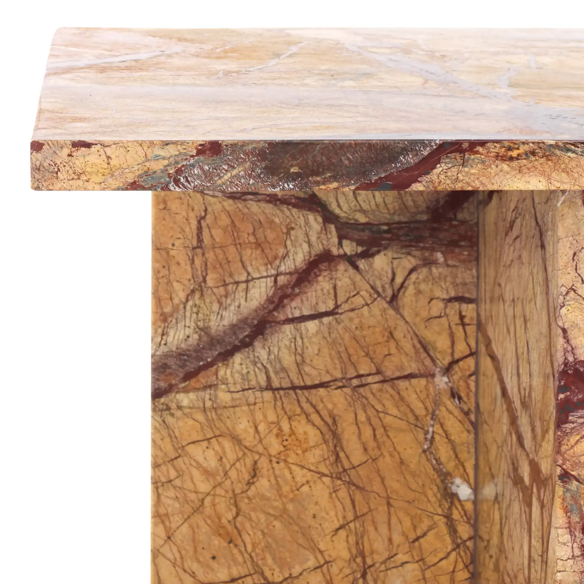 Adriano Marble Accent Table in Beige / Brown in a styled room