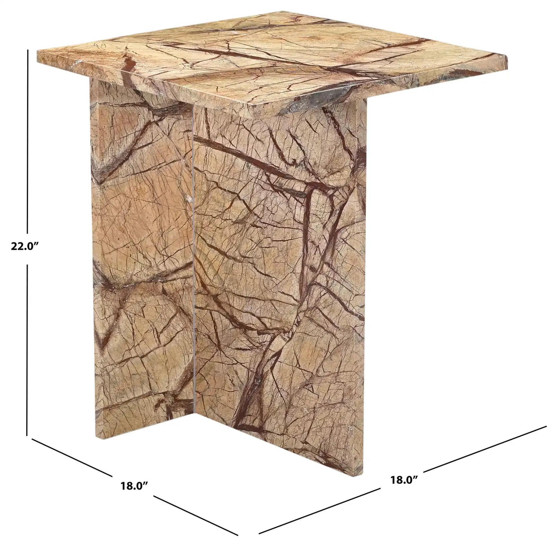 Adriano Marble Accent Table in Beige / Brown, detail view
