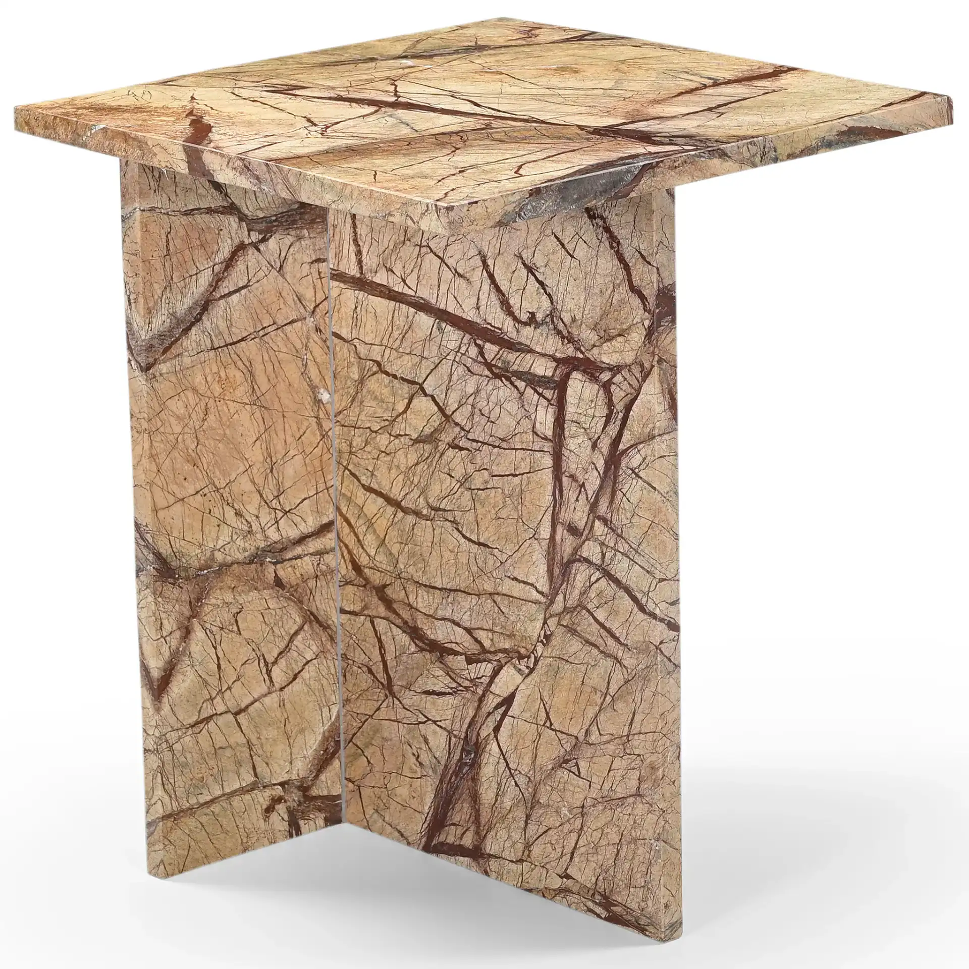 Adriano Marble Accent Table in Beige / Brown, detail view