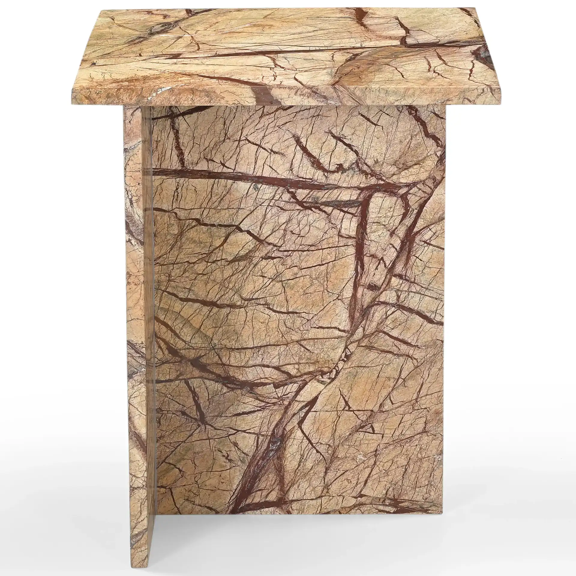 Adriano Marble Accent Table in Beige / Brown, detail view