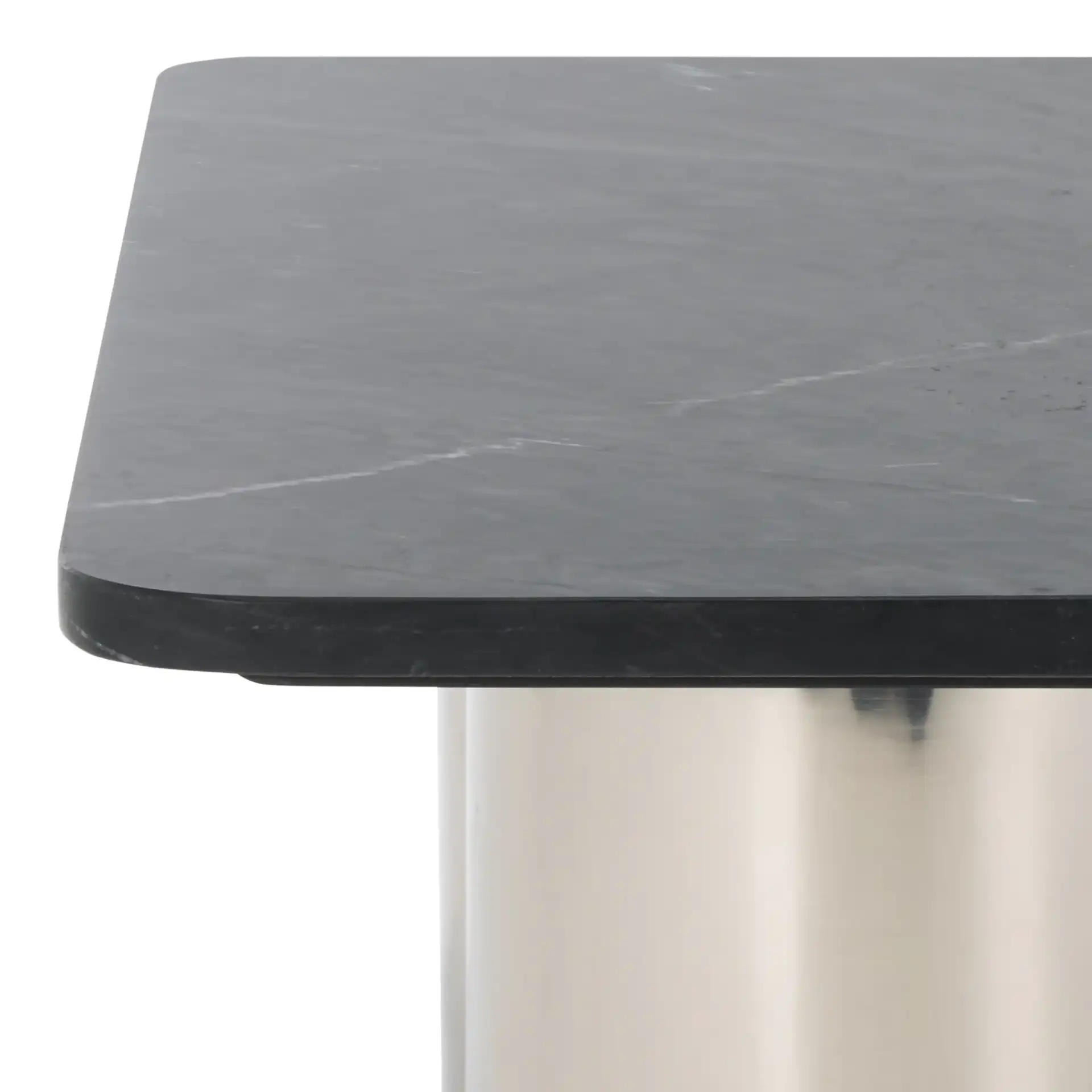 Belynda Marble Top Coffee Table in Black / Chrome in a styled room