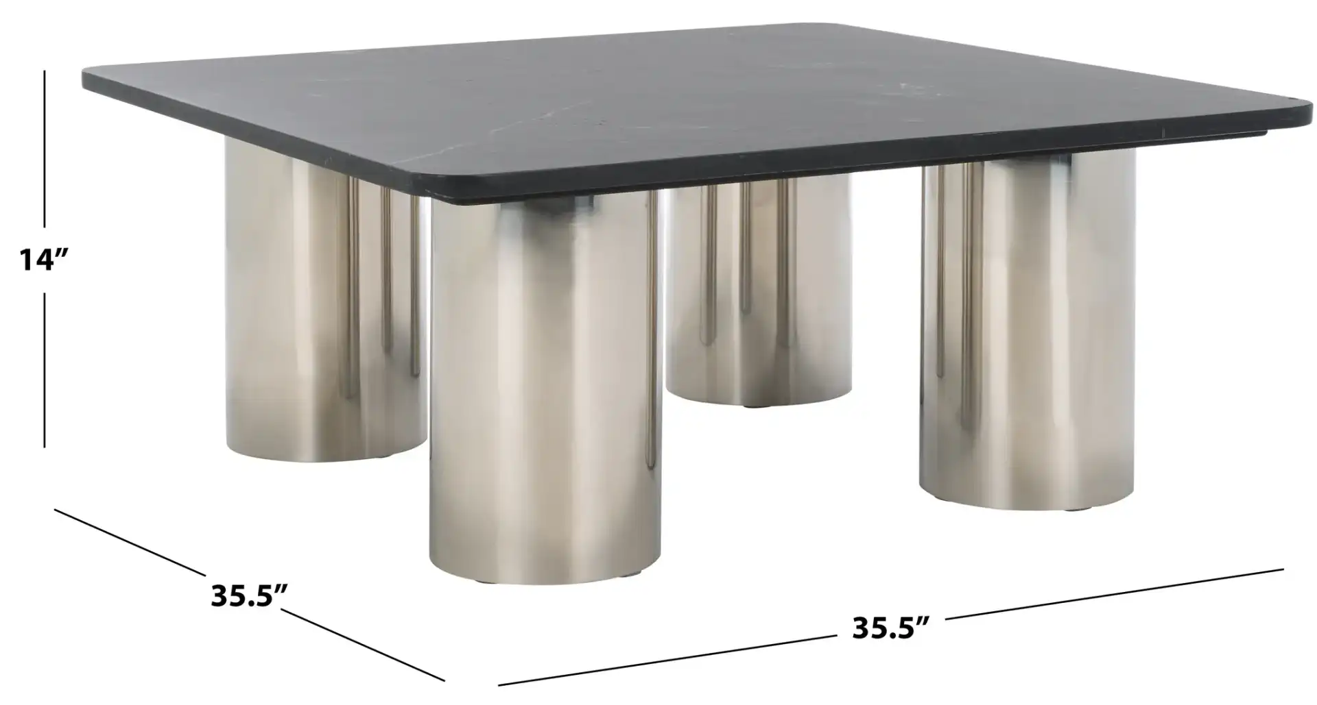 Belynda Marble Top Coffee Table in Black / Chrome, detail view