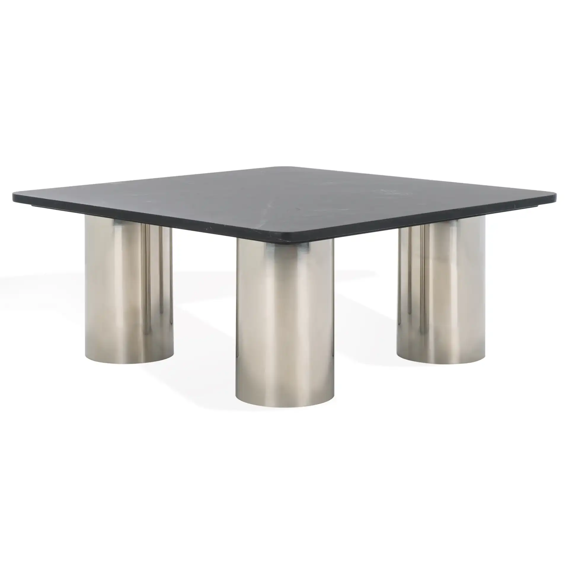 Belynda Marble Top Coffee Table in Black / Chrome, detail view