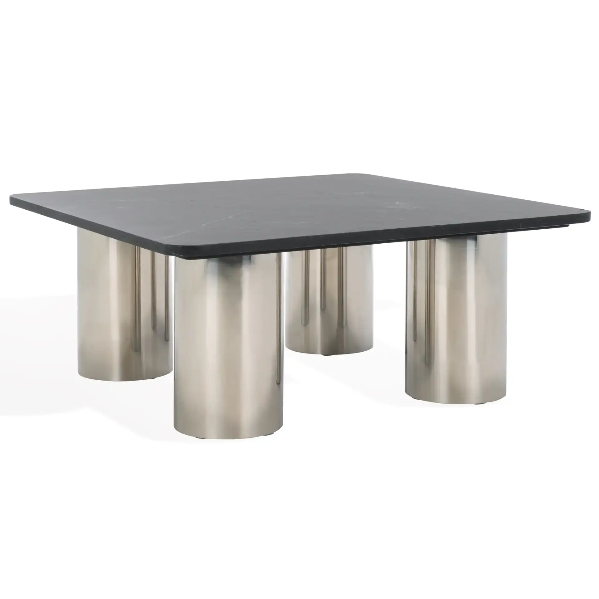 Belynda Marble Top Coffee Table in Black / Chrome, detail view