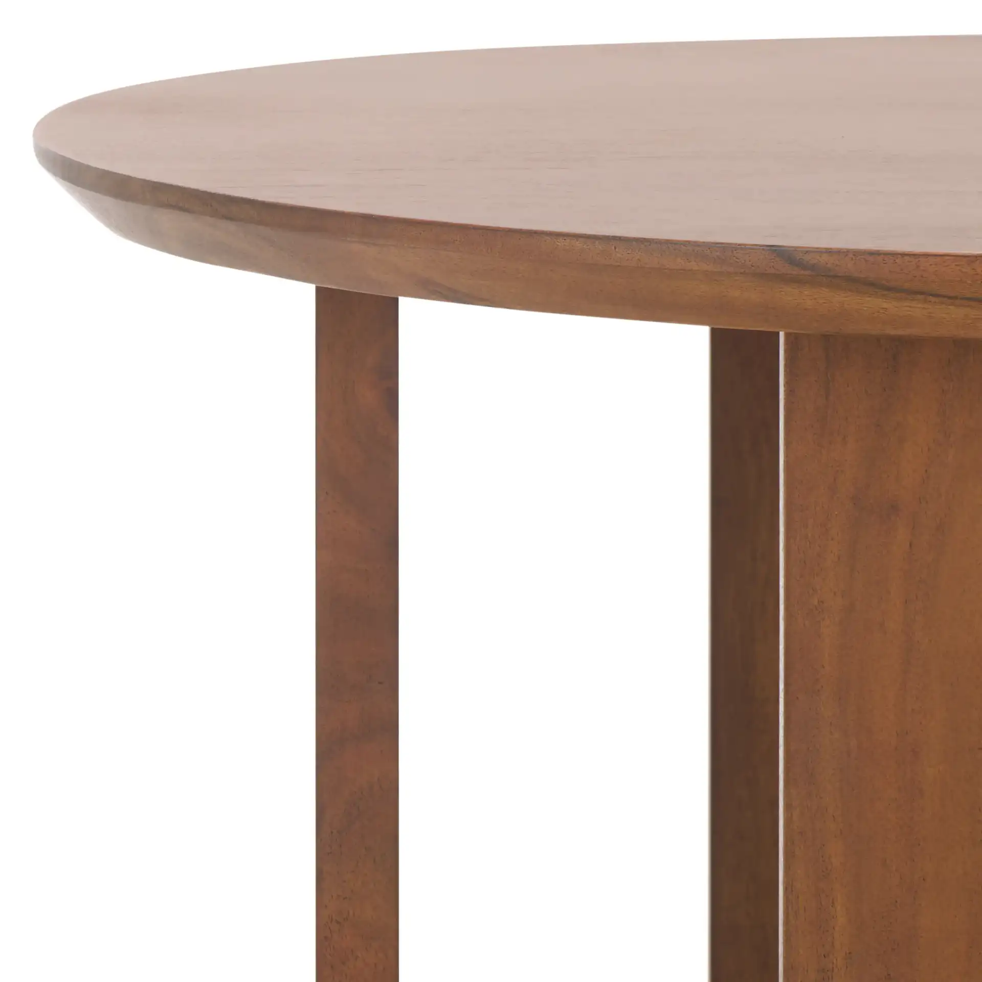 Raybelina Round Accent Table in Walnut in a styled room