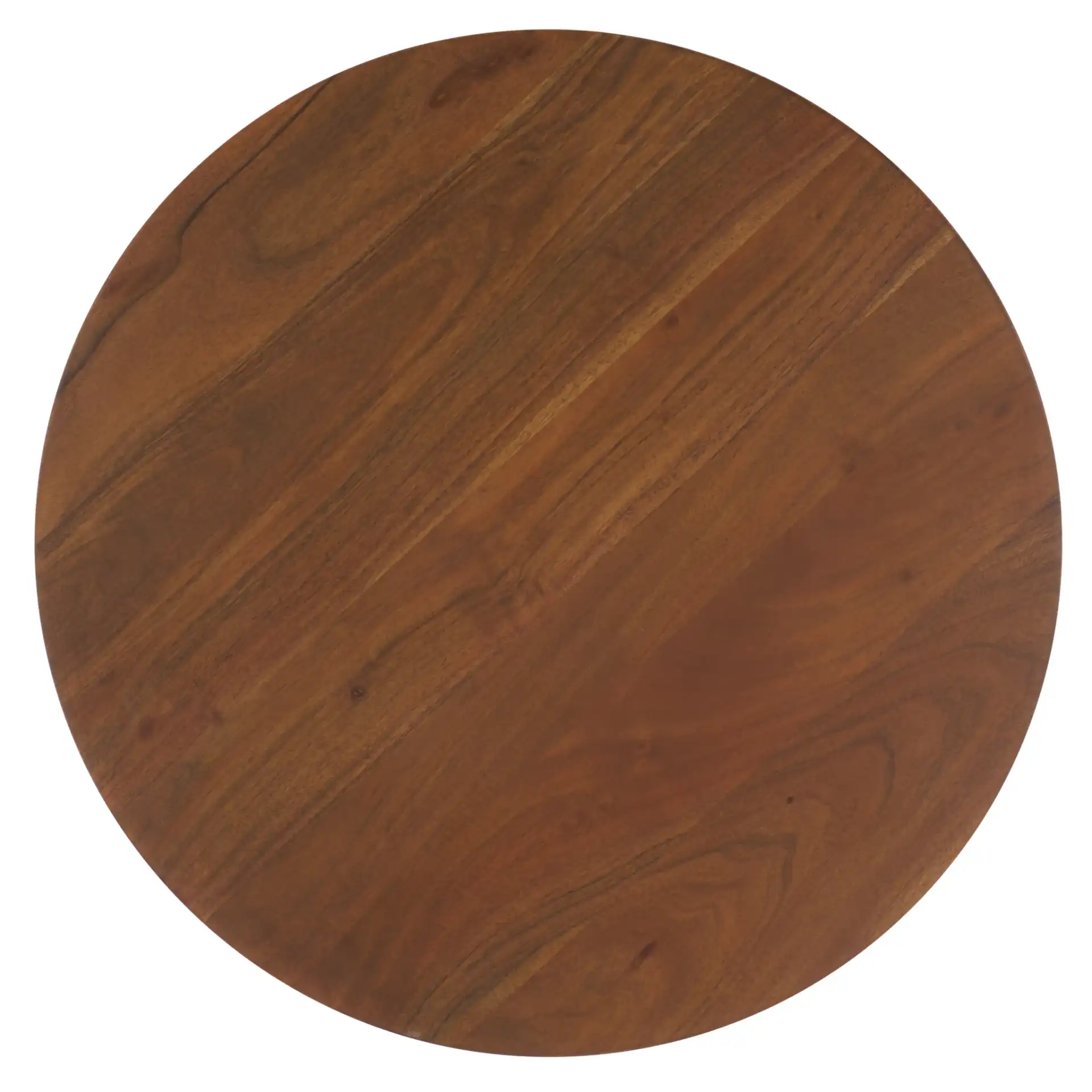 Raybelina Round Accent Table in Walnut, detail view