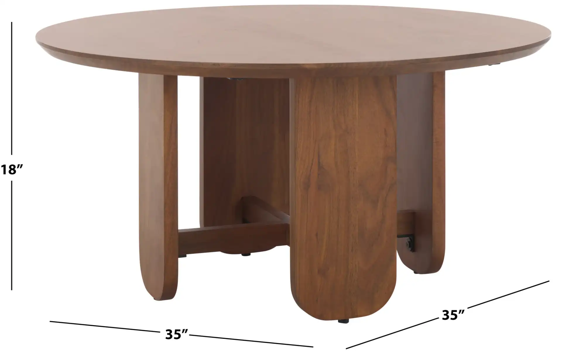 Raybelina Round Coffee Table in Walnut, detail view