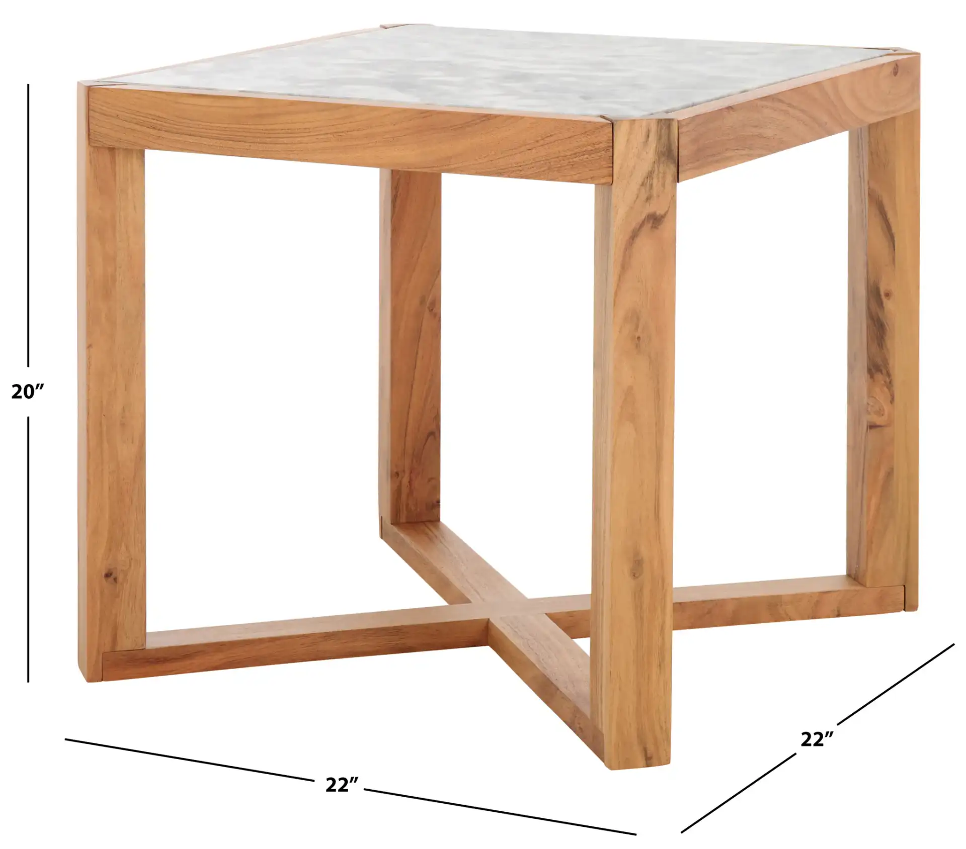 Bernardi Marble Top Accent Table in Natural / White, detail view