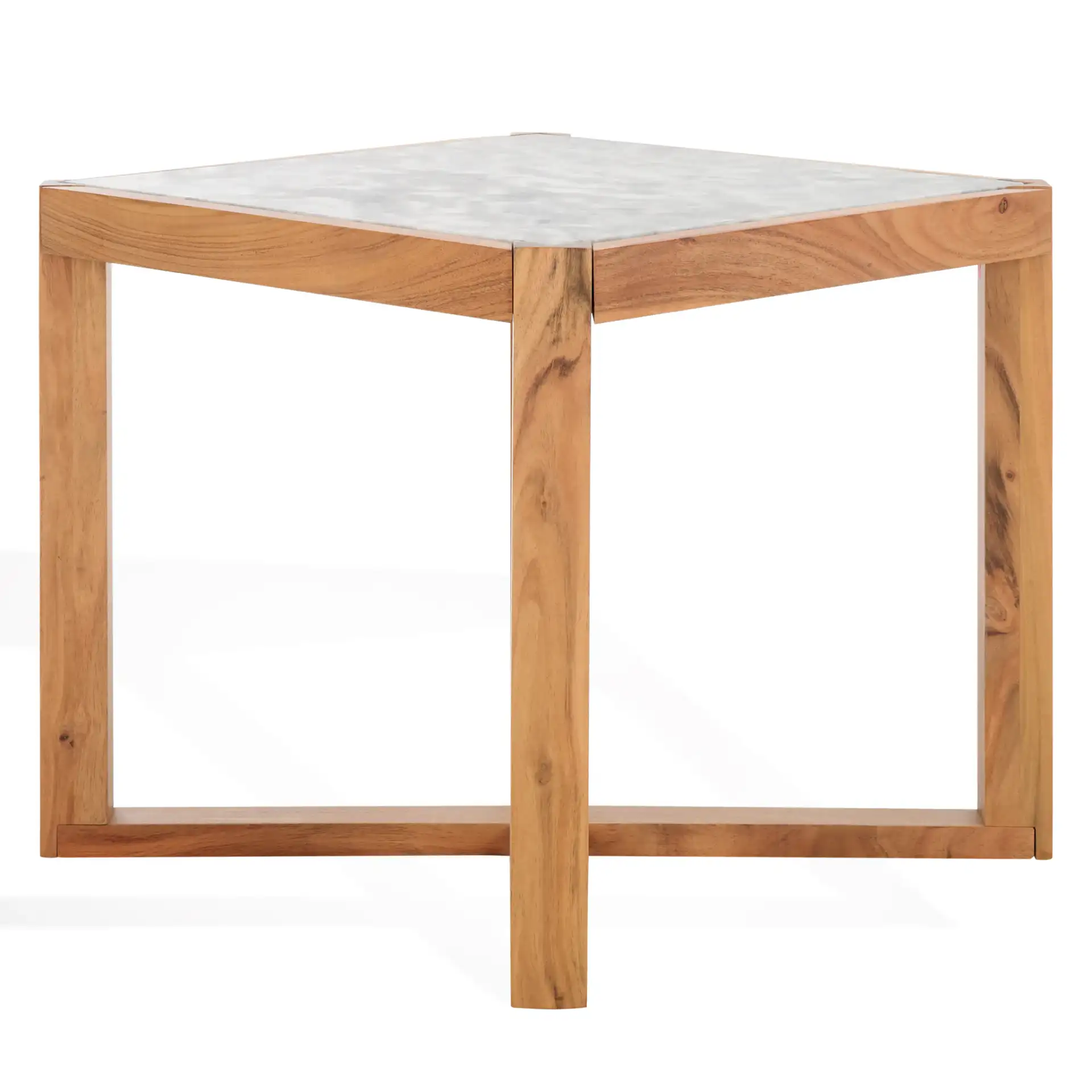 Bernardi Marble Top Accent Table in Natural / White, detail view