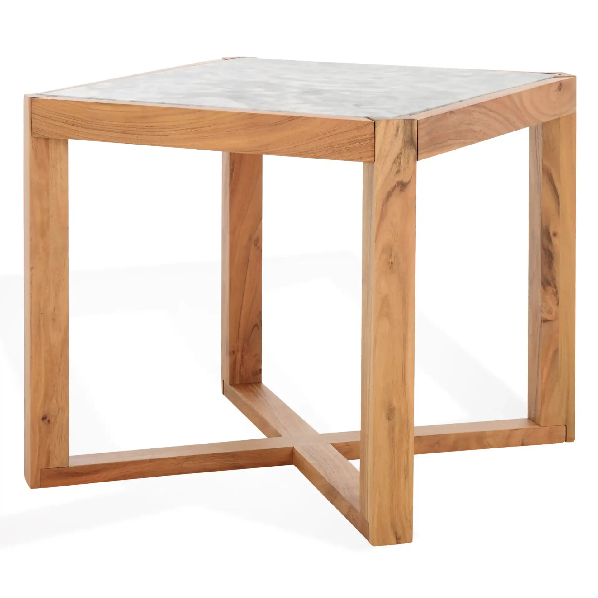 Bernardi Marble Top Accent Table in Natural / White, detail view