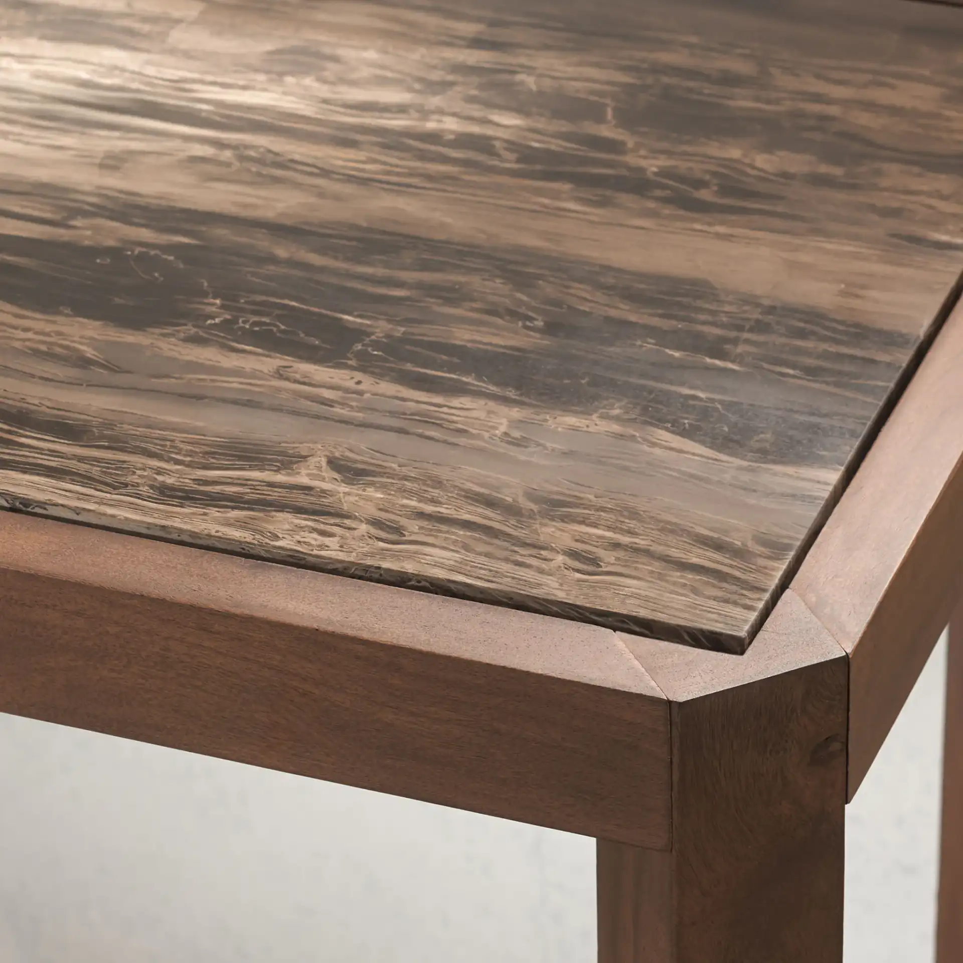 Bernardi Marble Top Console Table in Natural / White in a styled room
