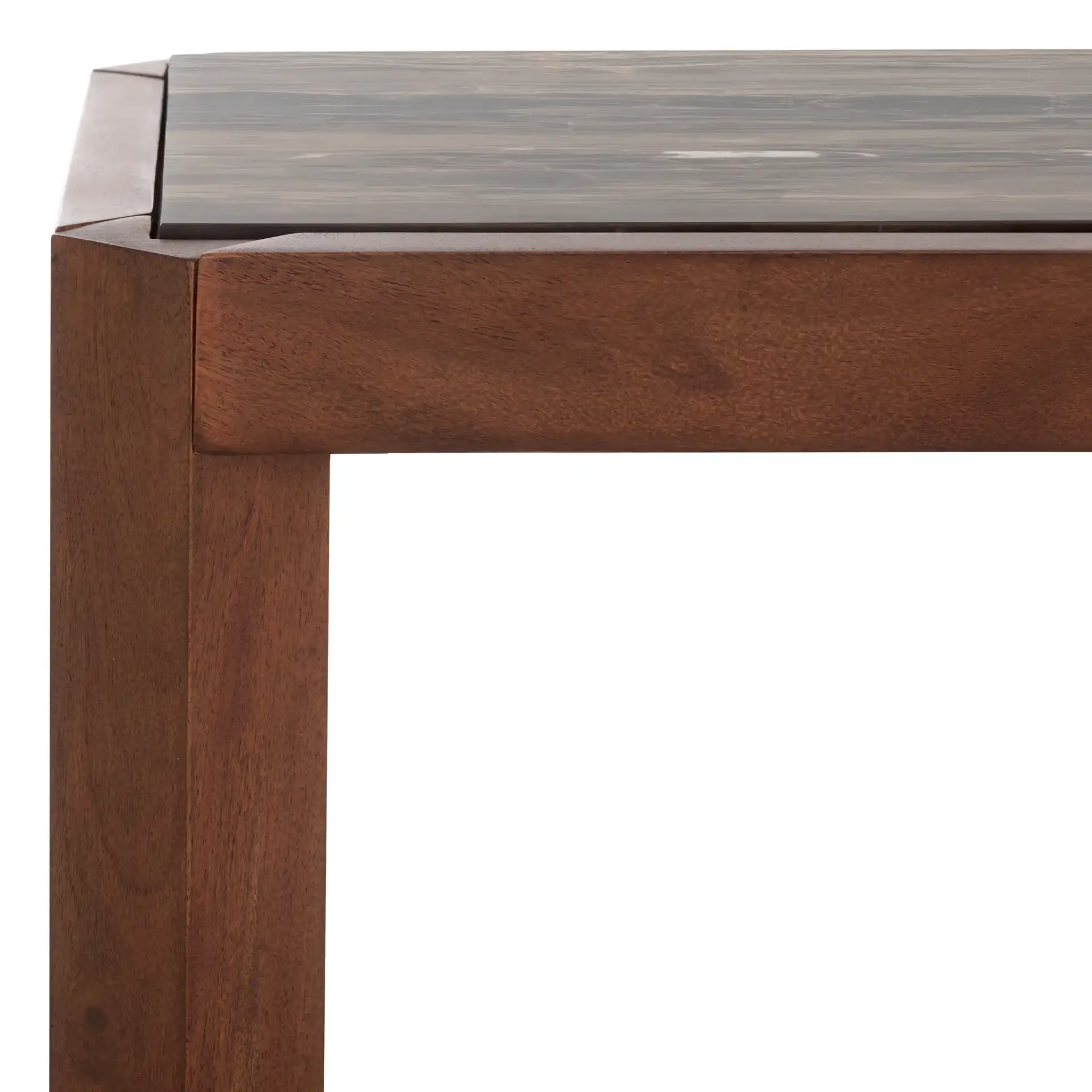Bernardi Marble Top Console Table in Natural / White in a styled room