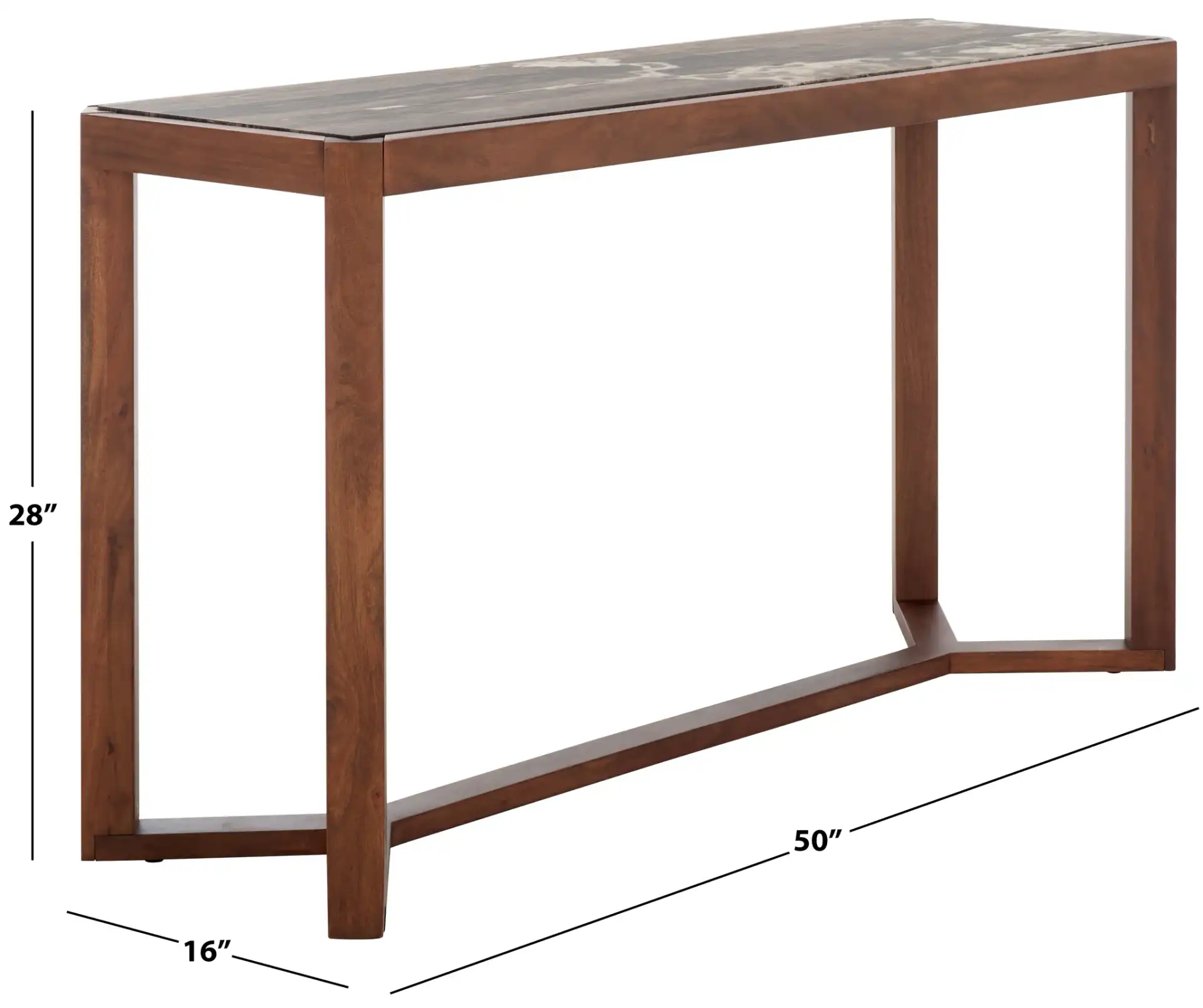 Bernardi Marble Top Console Table in Natural / White, detail view