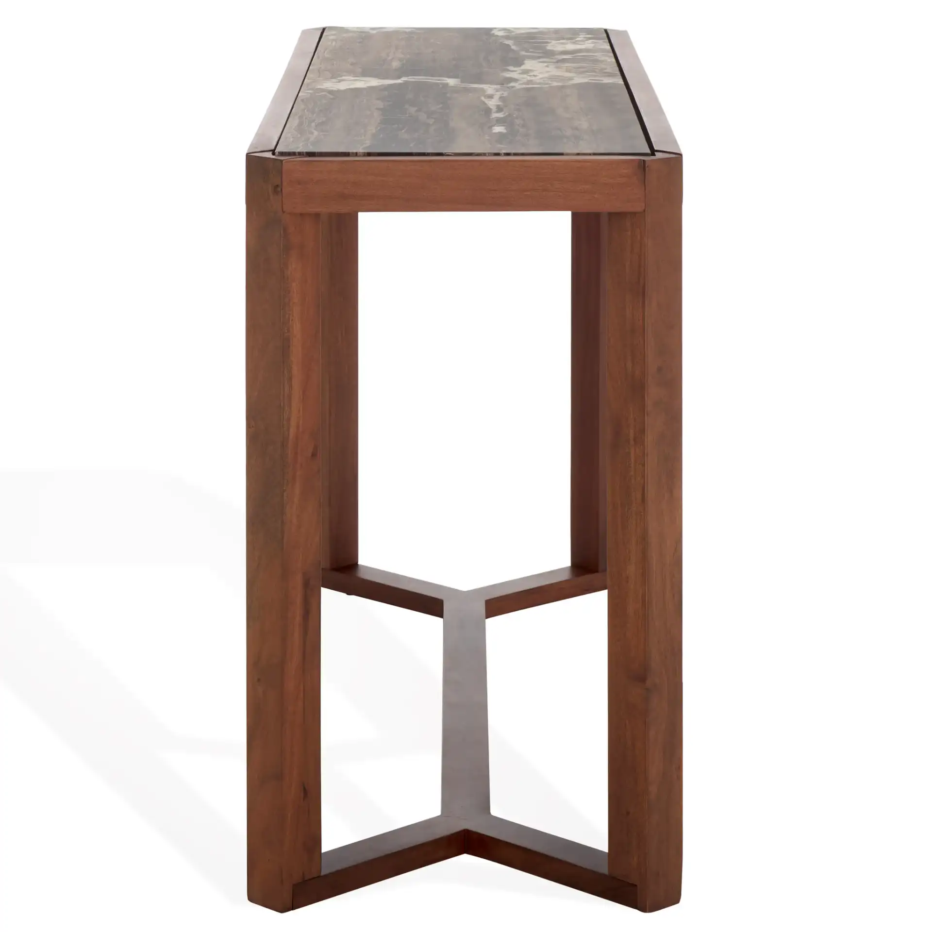 Bernardi Marble Top Console Table in Natural / White, detail view