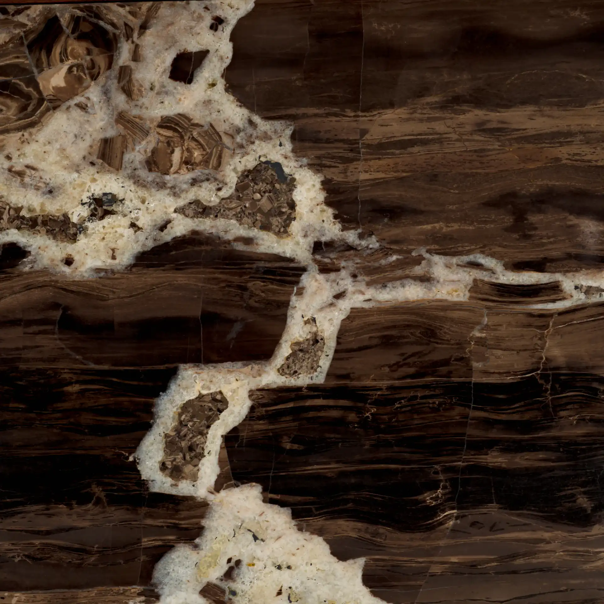 Bernardi Marble Top Console Table in Natural / White, detail view
