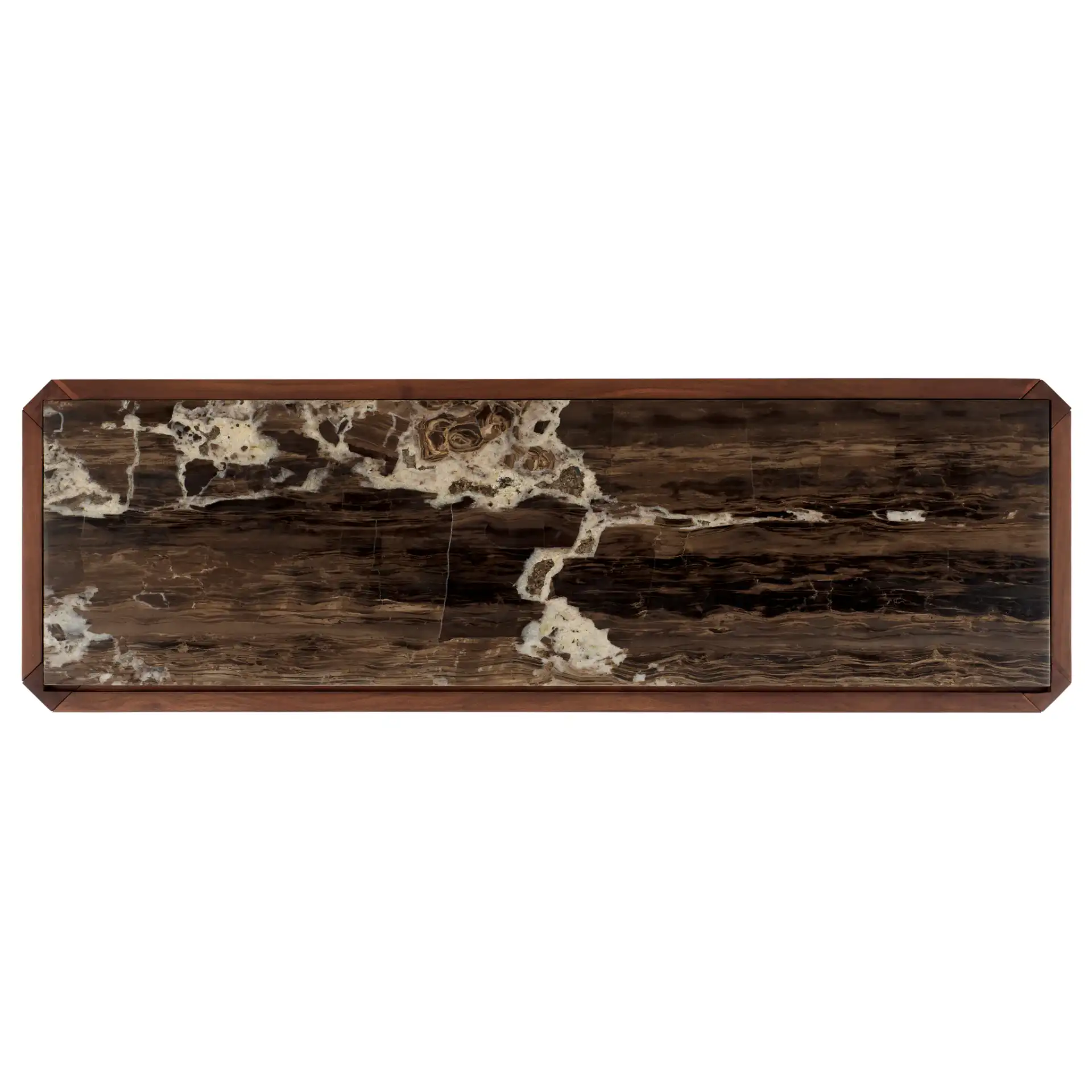 Bernardi Marble Top Console Table in Natural / White, detail view