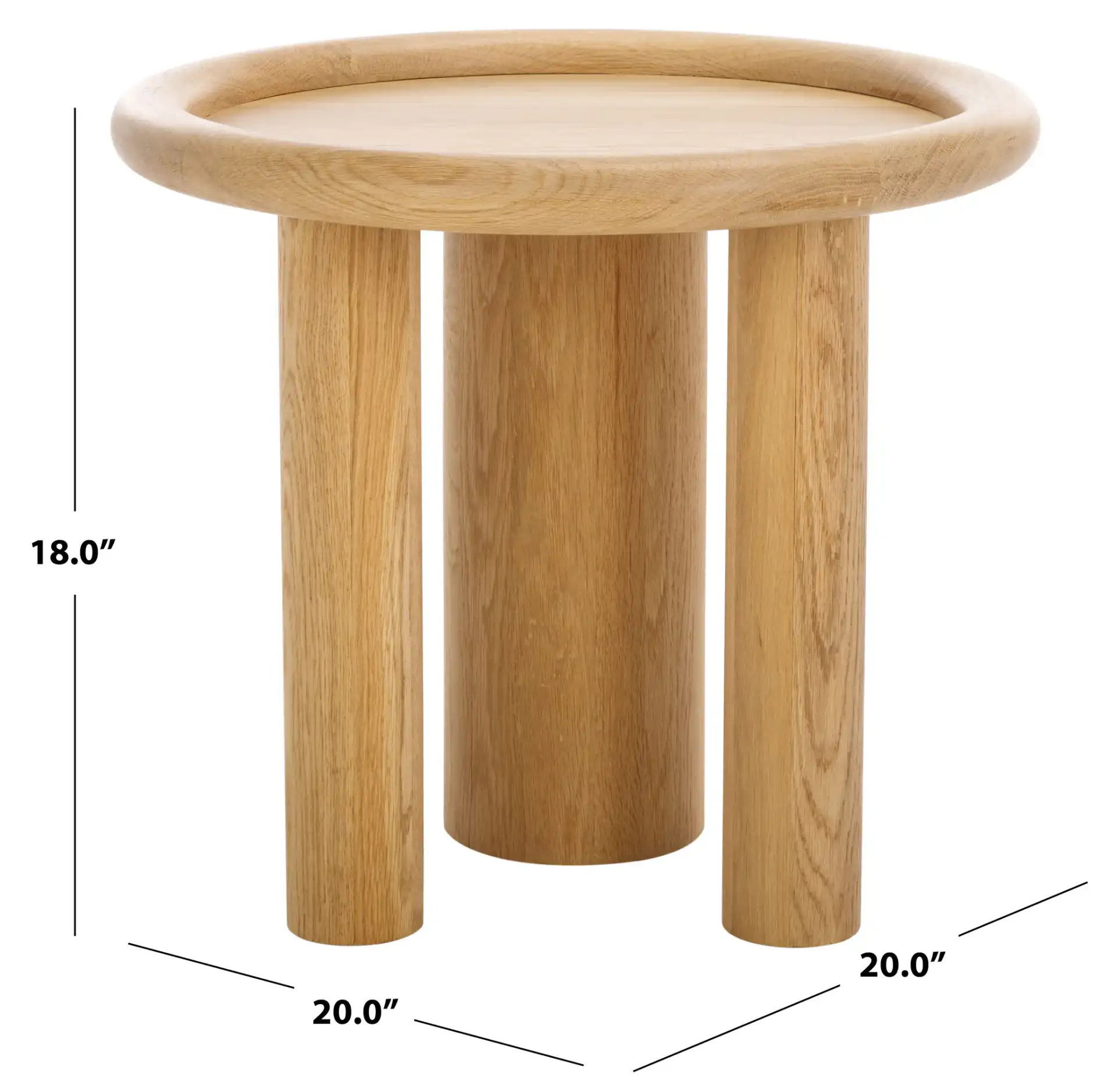 Madelynn Round Wood Accent Table in Natural, detail view