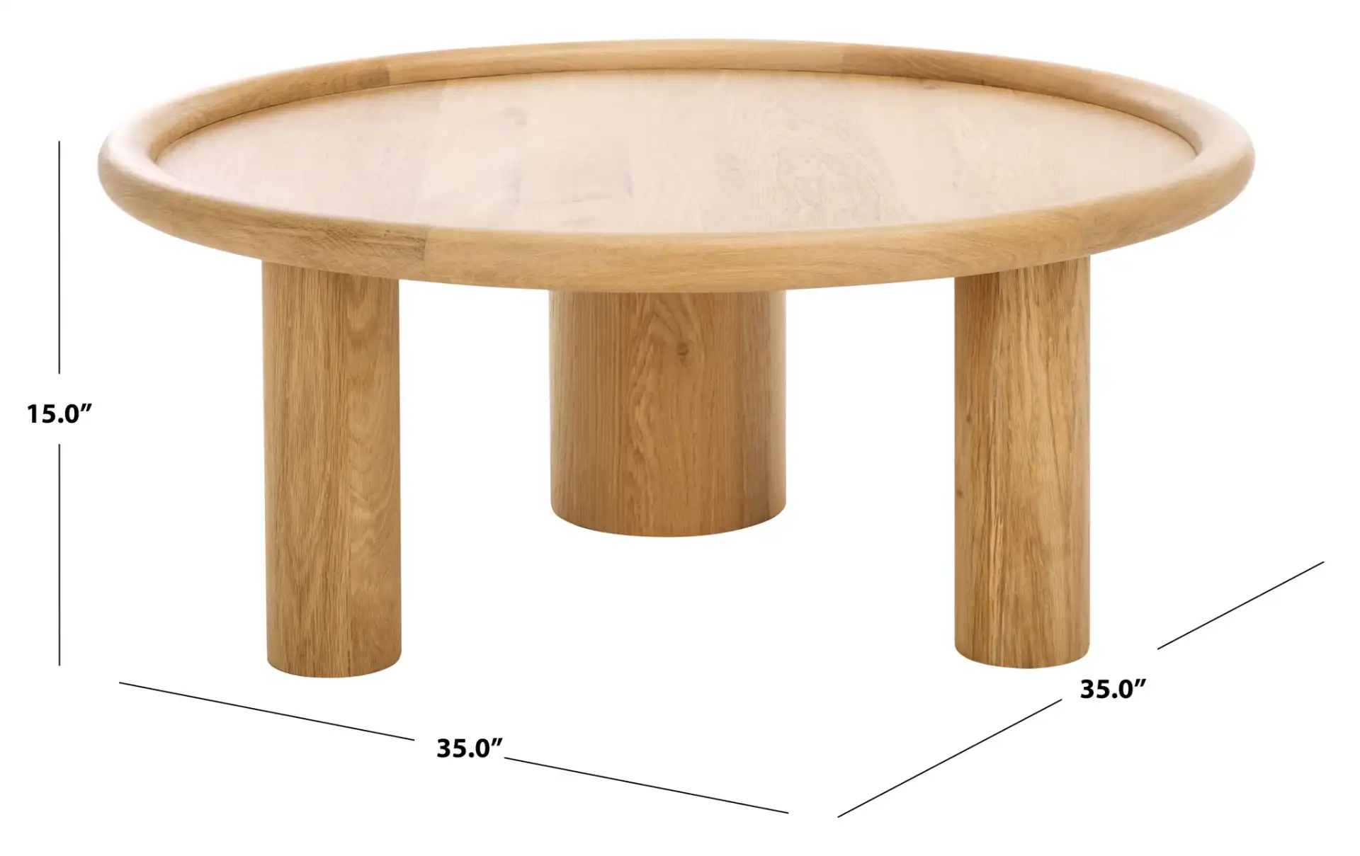 Madelynn Round Wood Coffee Table in Natural, detail view