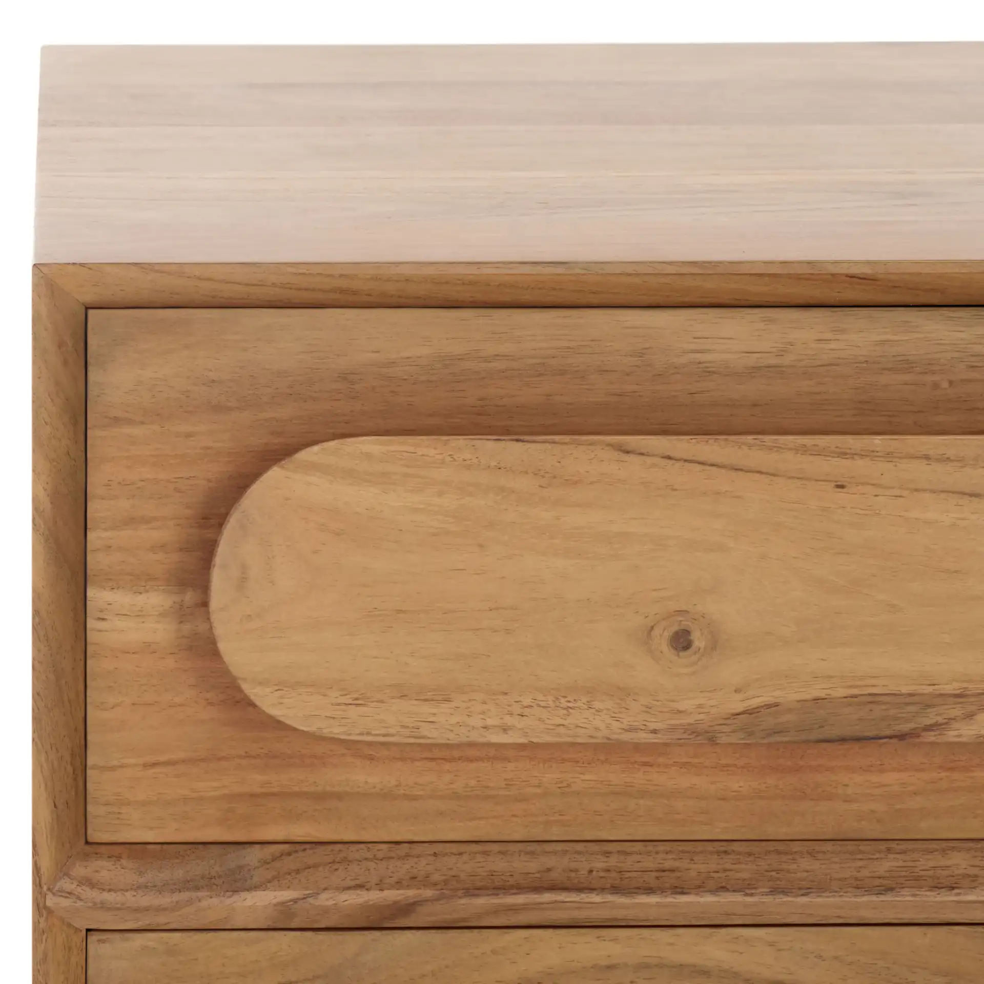 Lesliette Three-Drawer Nightstand in Natural in a styled room