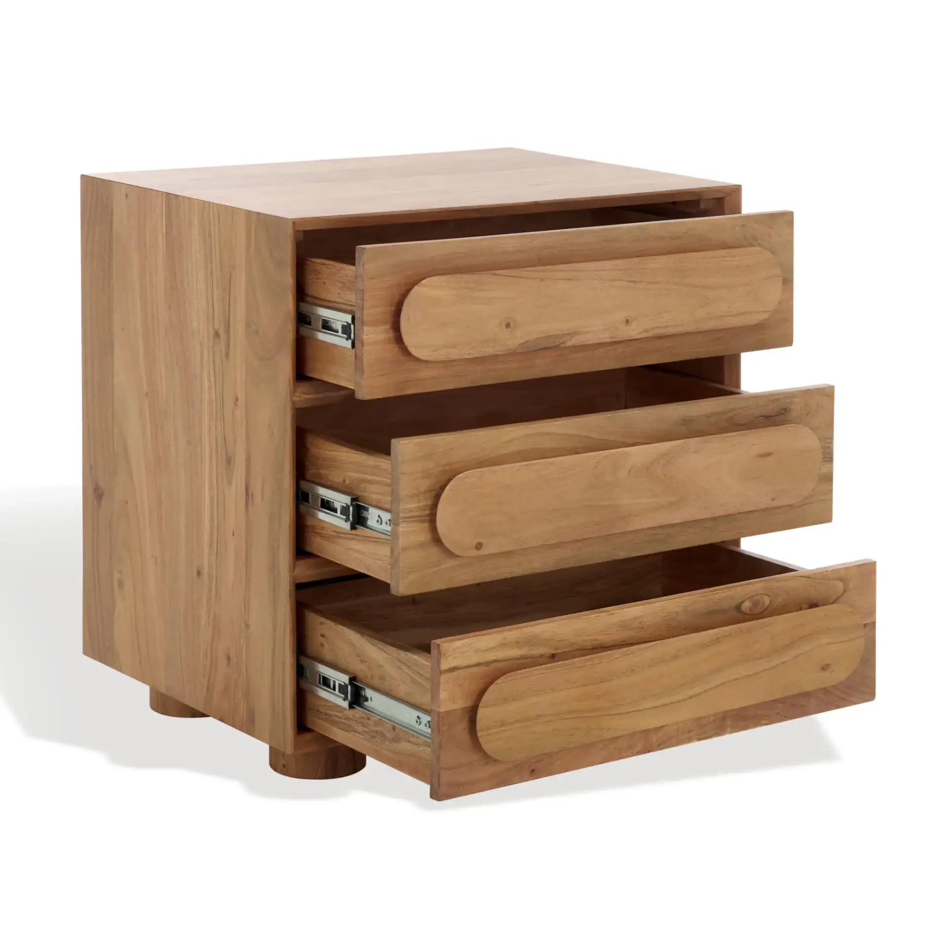 Lesliette Three-Drawer Nightstand in Natural, detail view