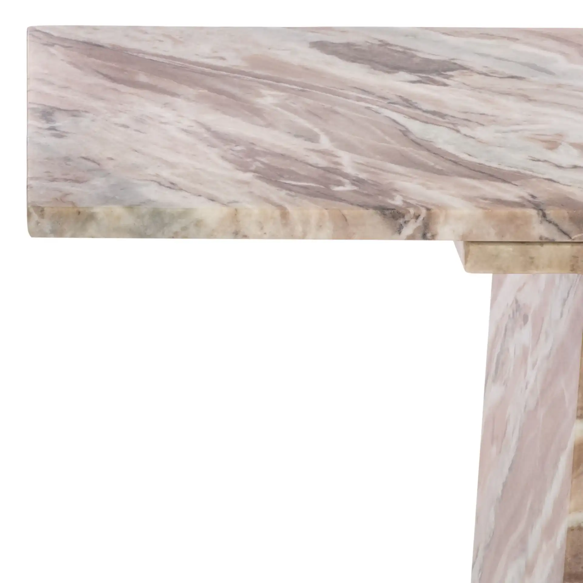 Tobilyn Marble Console Table in White / Brown in a styled room