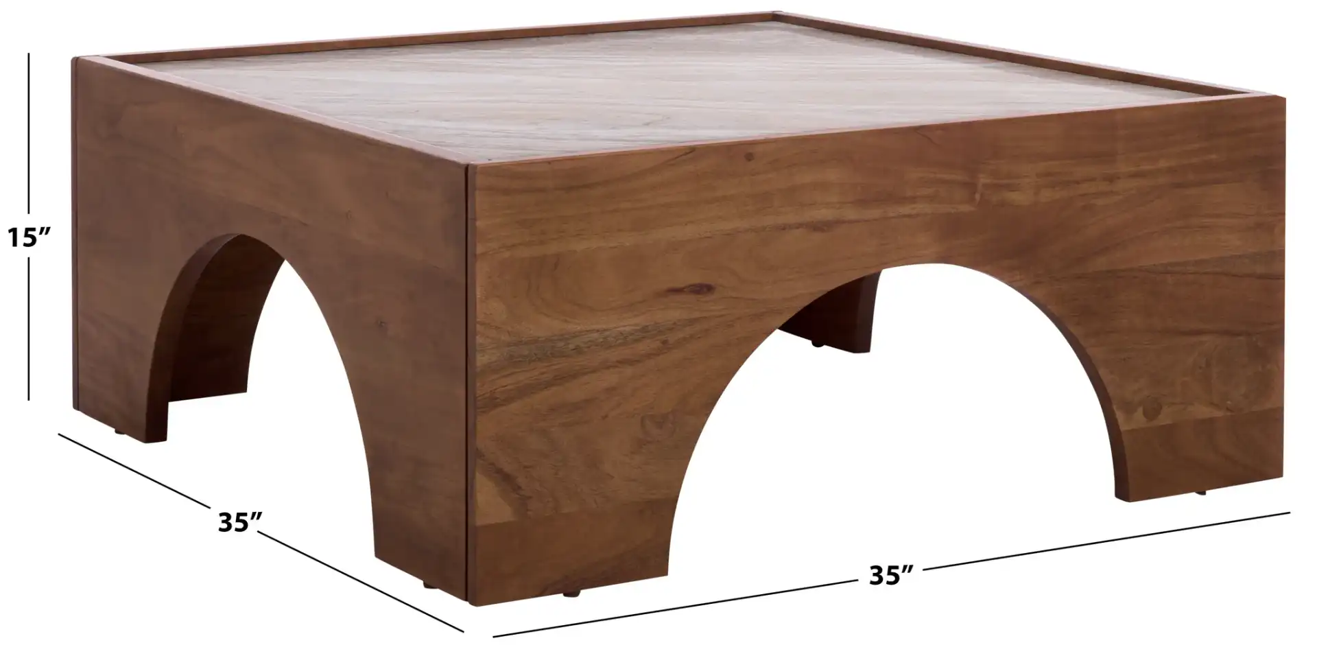 Jaslina Marble Top Coffee Table in Dark Walnut / Brown, detail view