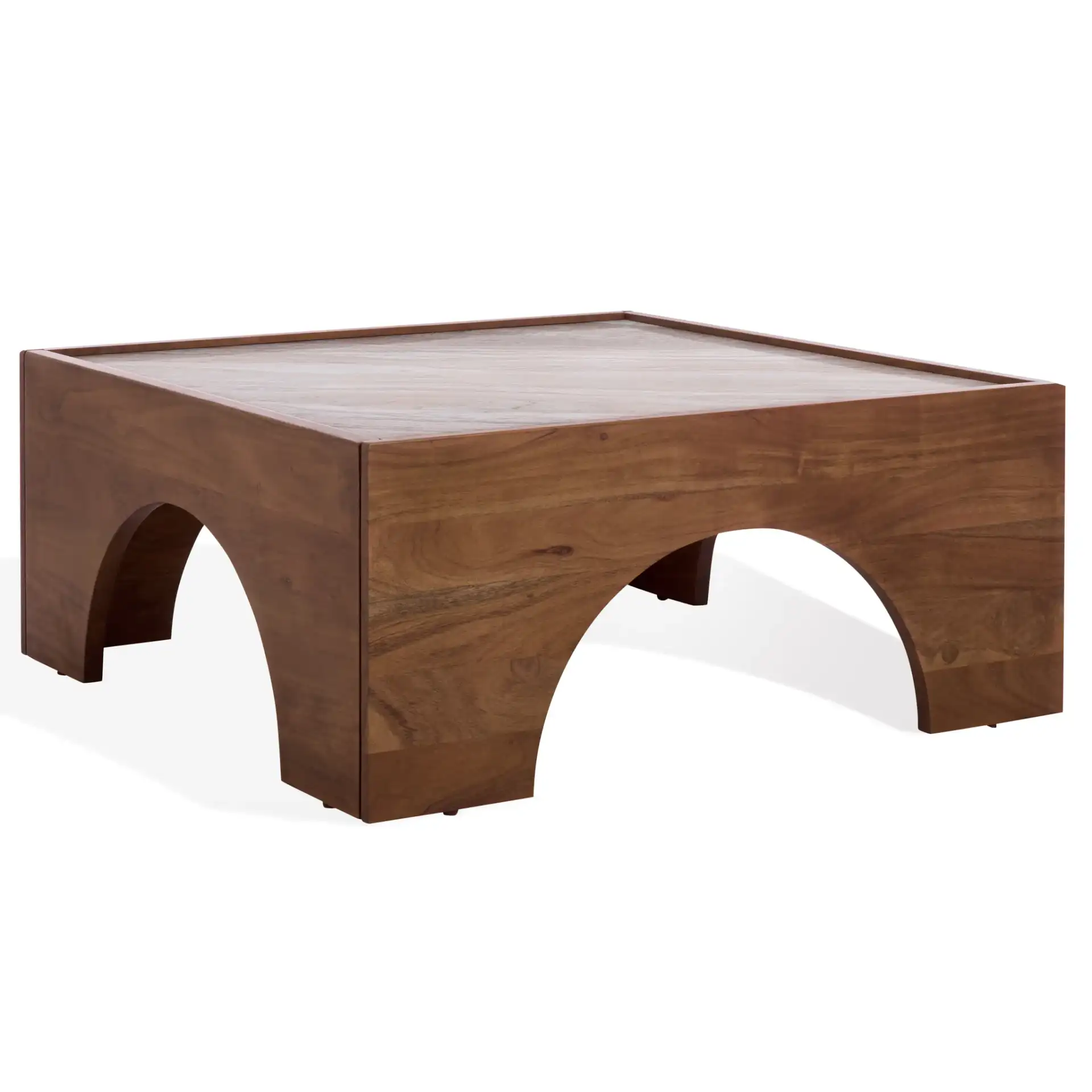 Jaslina Marble Top Coffee Table in Dark Walnut / Brown, detail view