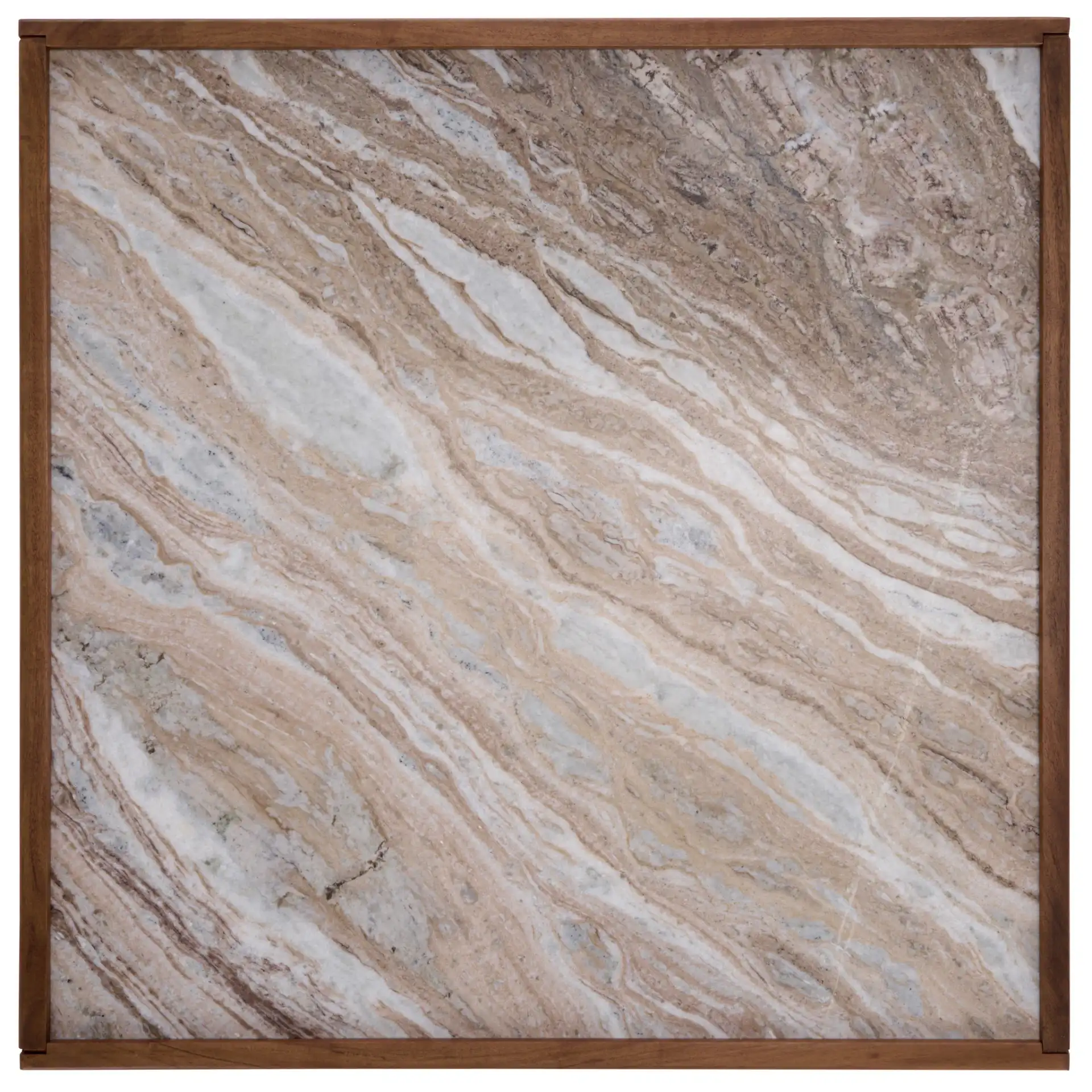 Jaslina Marble Top Coffee Table in Dark Walnut / Brown, detail view