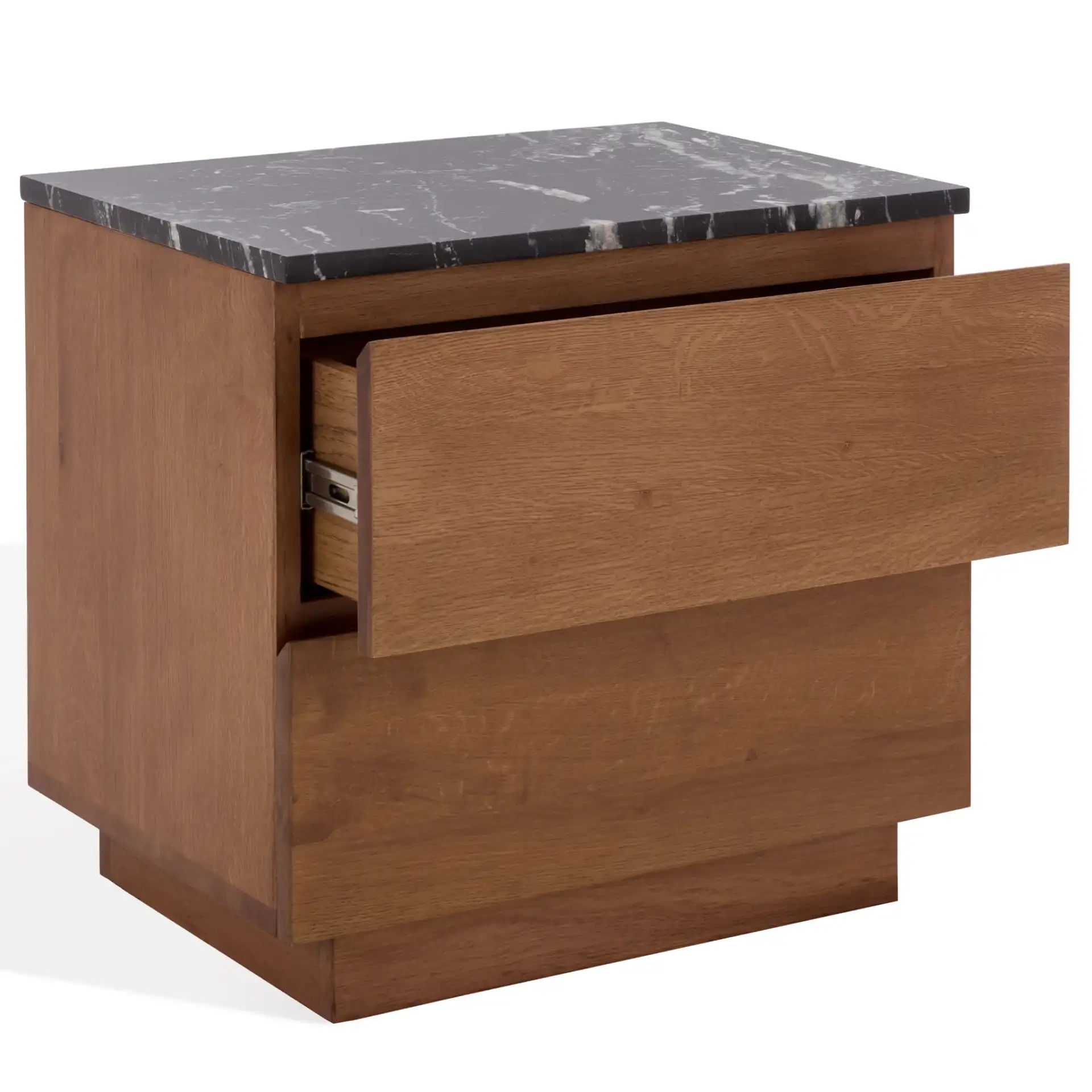 Lilybelle Marble Top Nightstand in Walnut / Black, detail view