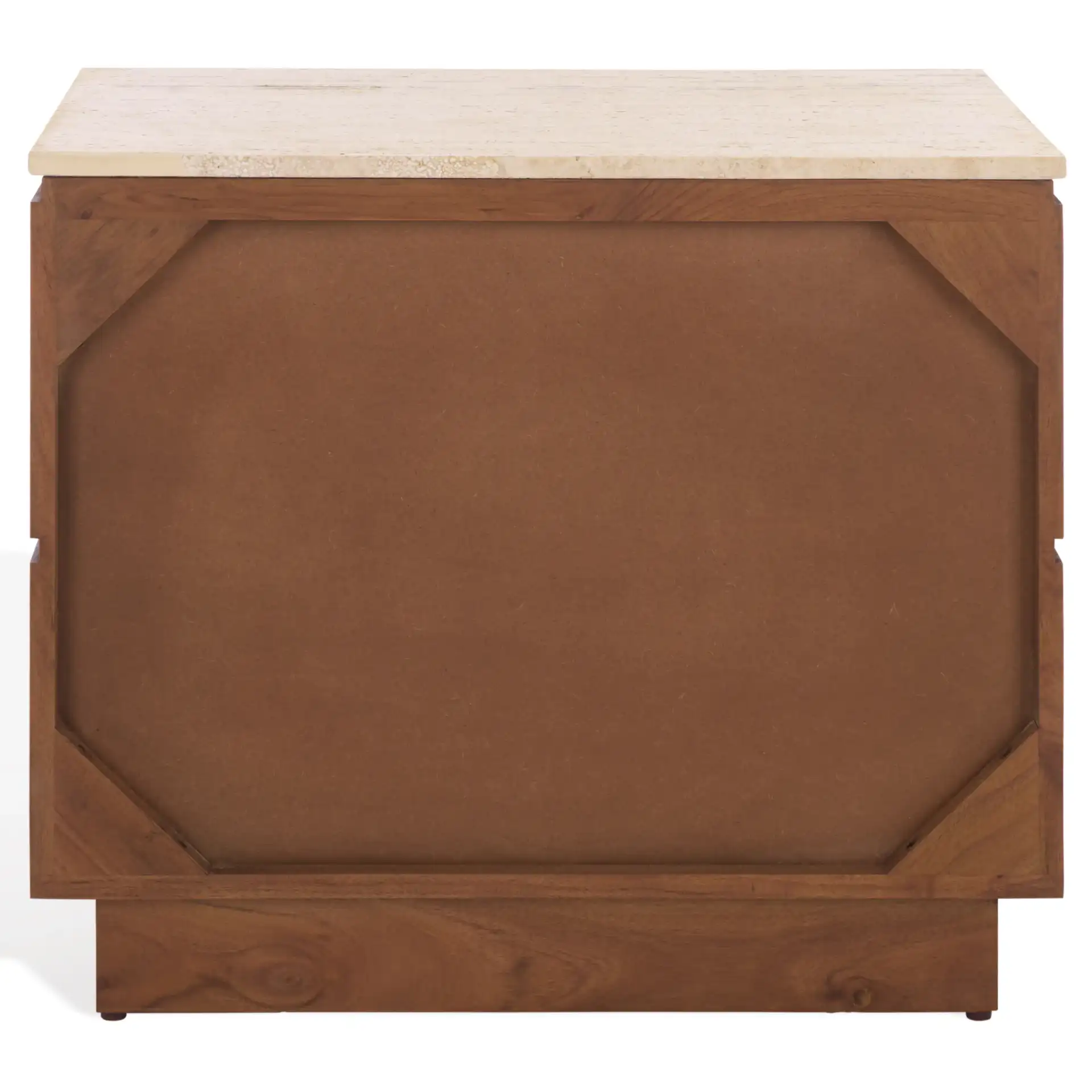 Kaylissa Travertine Nightstand in Travertine / Walnut, detail view