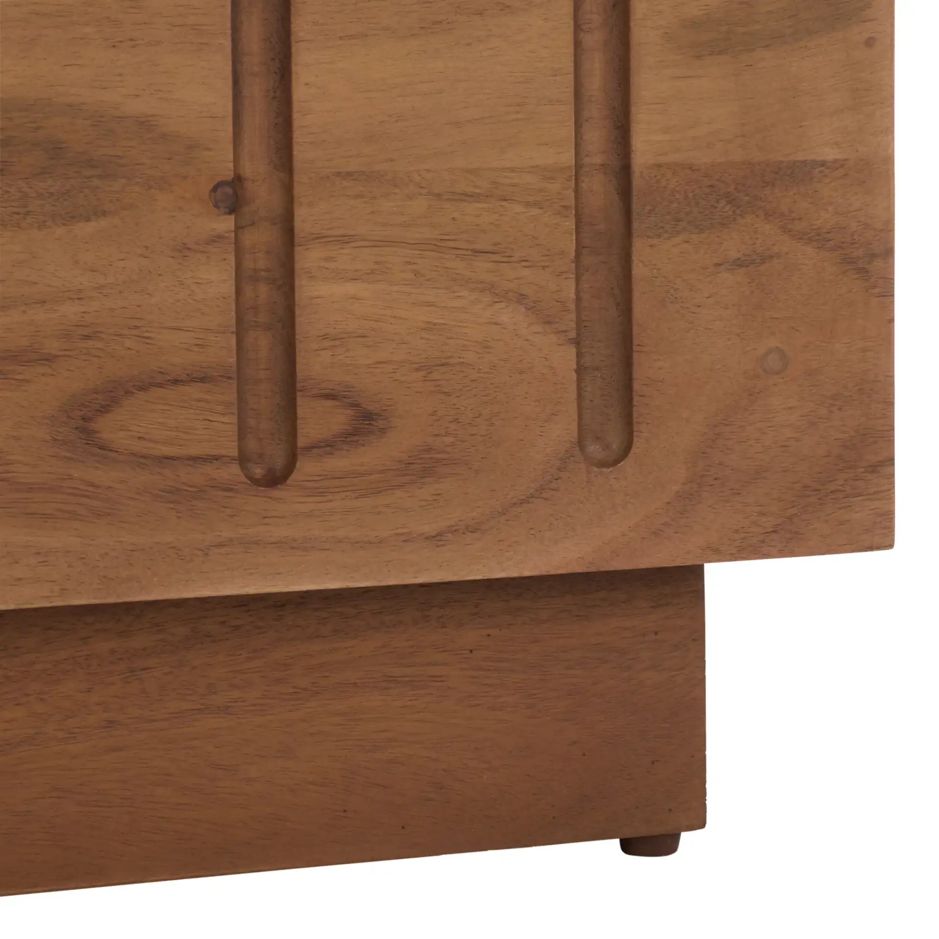 Kaylissa Travertine Nightstand in Travertine / Walnut, detail view