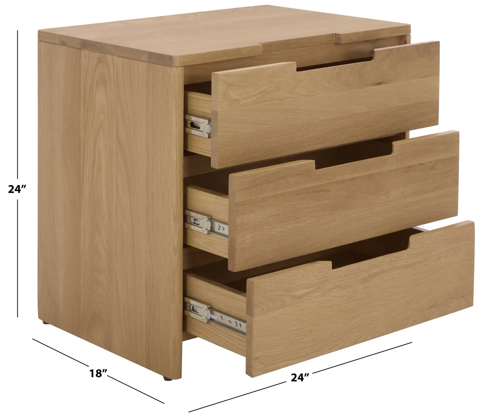 Riverside Oak Wood Nightstand in Natural Oak, detail view