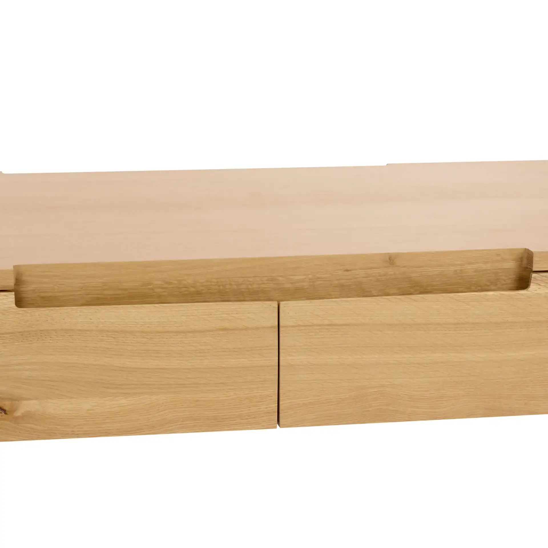 Riverside Oak Wood Coffee Table in Natural Oak in a styled room