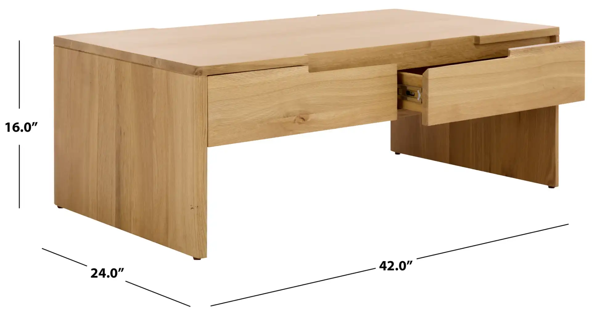 Riverside Oak Wood Coffee Table in Natural Oak, detail view