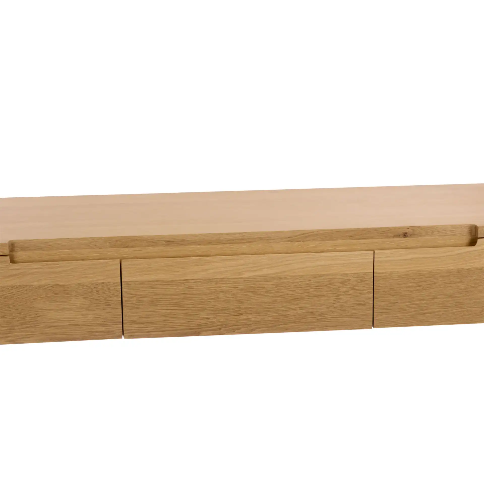 Riverside Oak Wood Console Table in Natural Oak in a styled room