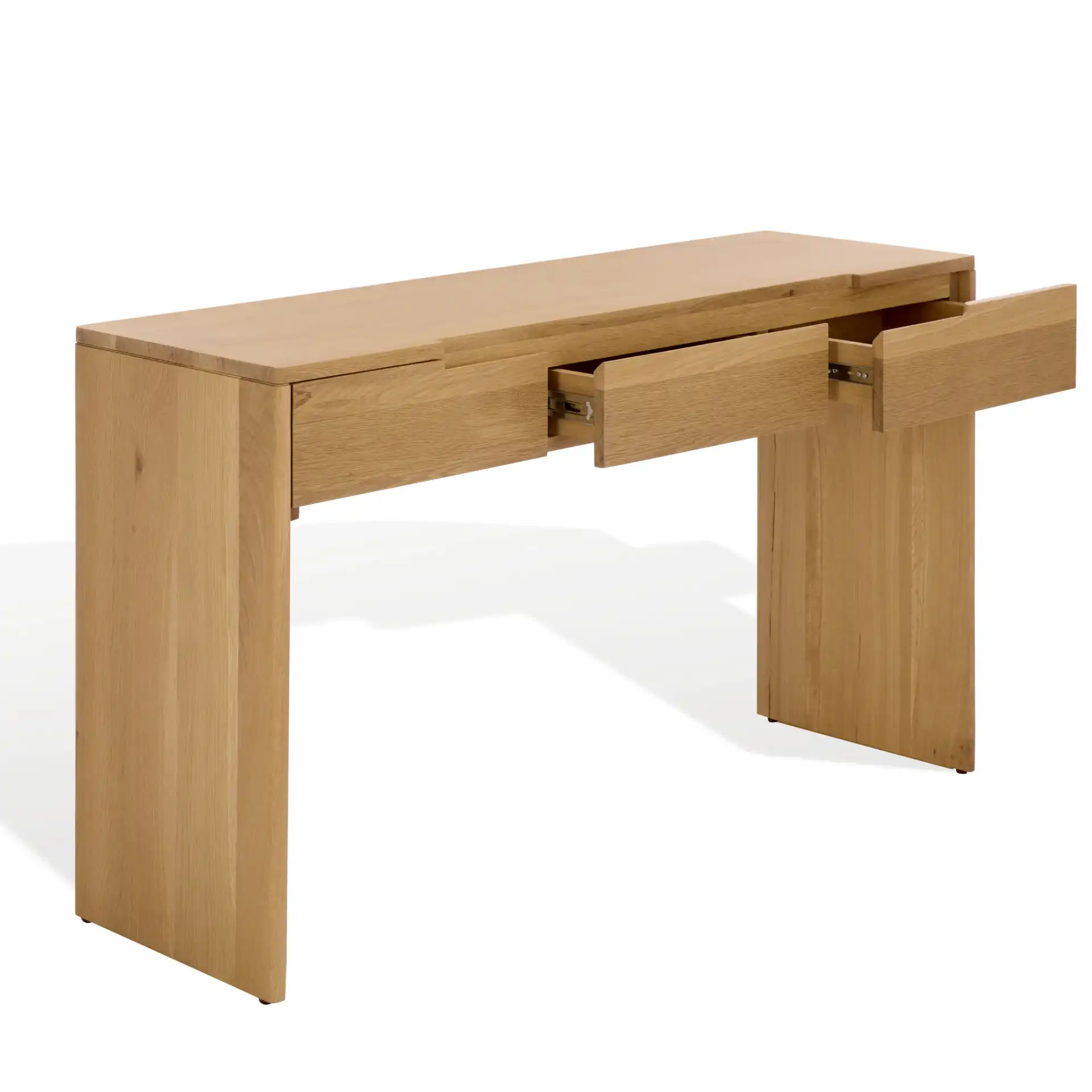 Riverside Oak Wood Console Table in Natural Oak, detail view