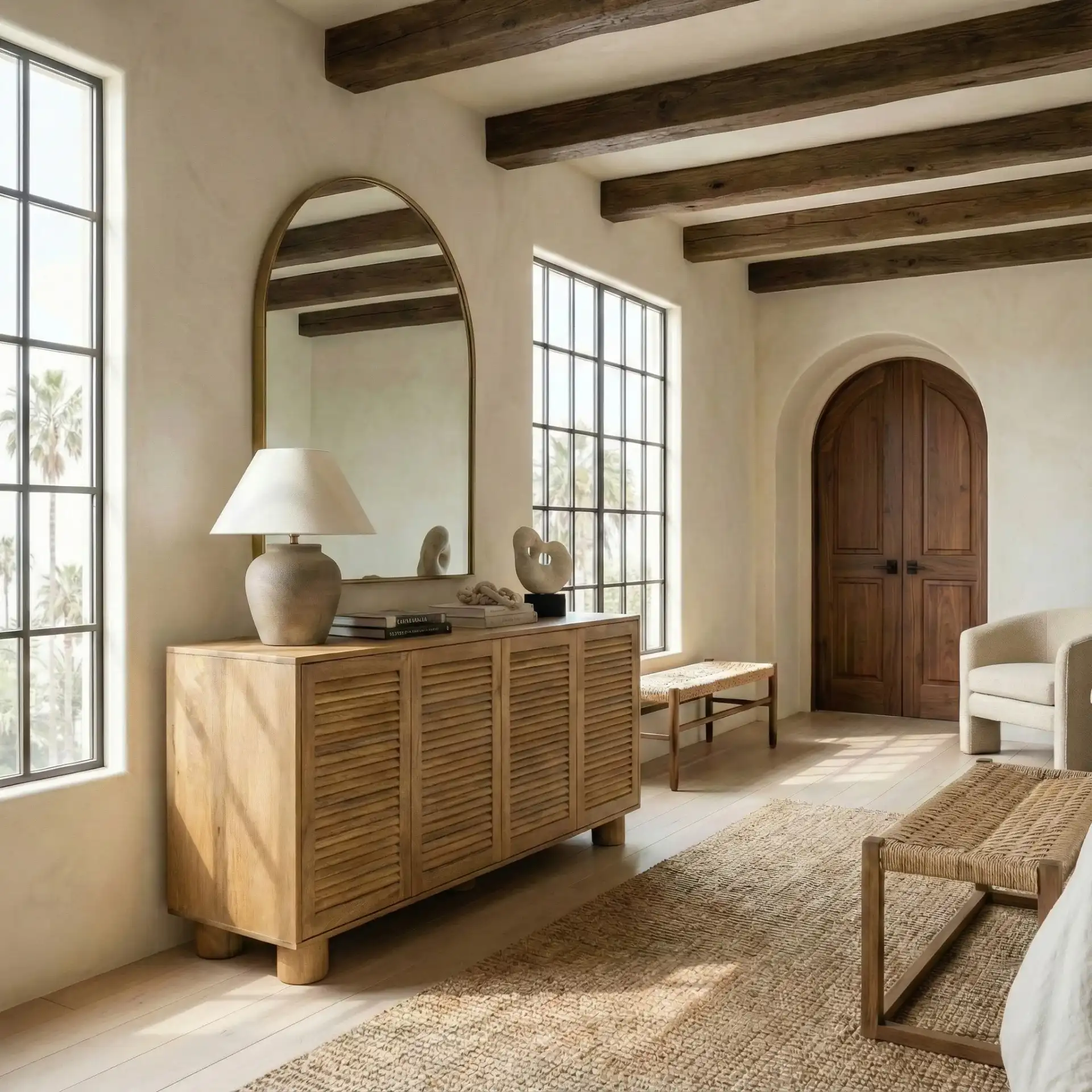 Bellasasha Wood Sideboard in Walnut in a styled room