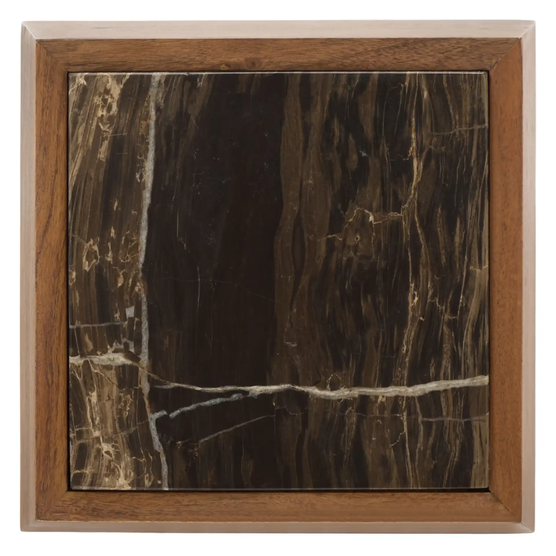 Lakaytee Marble Top Drink Table in Walnut / Dark Brown, detail view