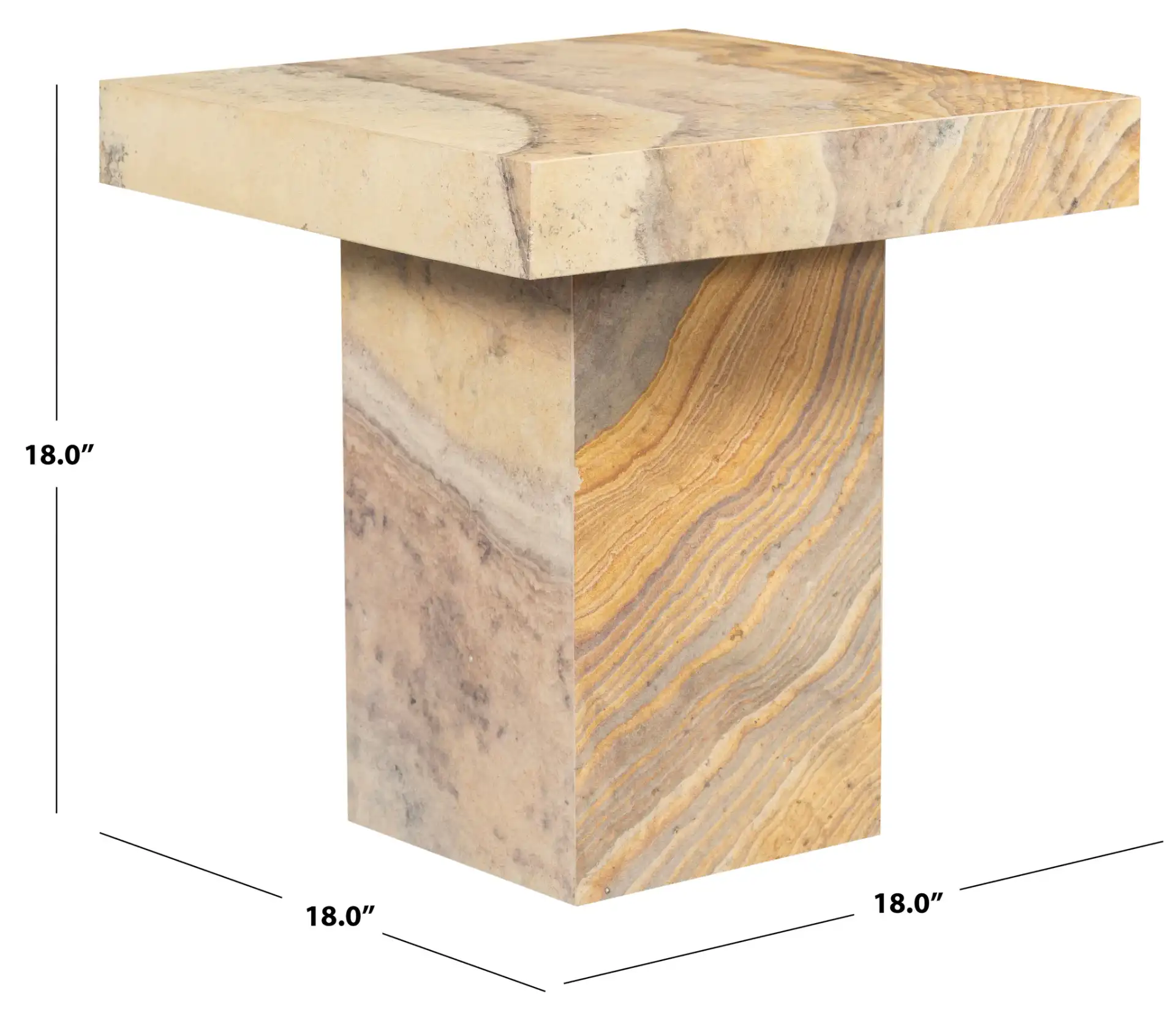 Jocelina Square Marble Accent Table in Brown, detail view
