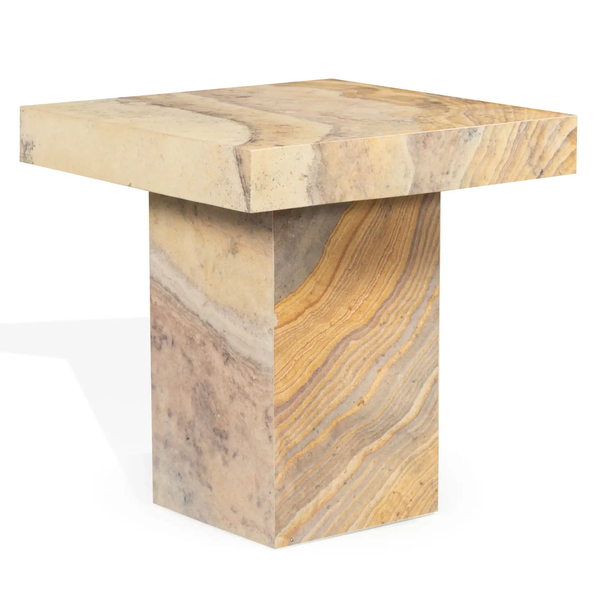 Jocelina Square Marble Accent Table in Brown, detail view