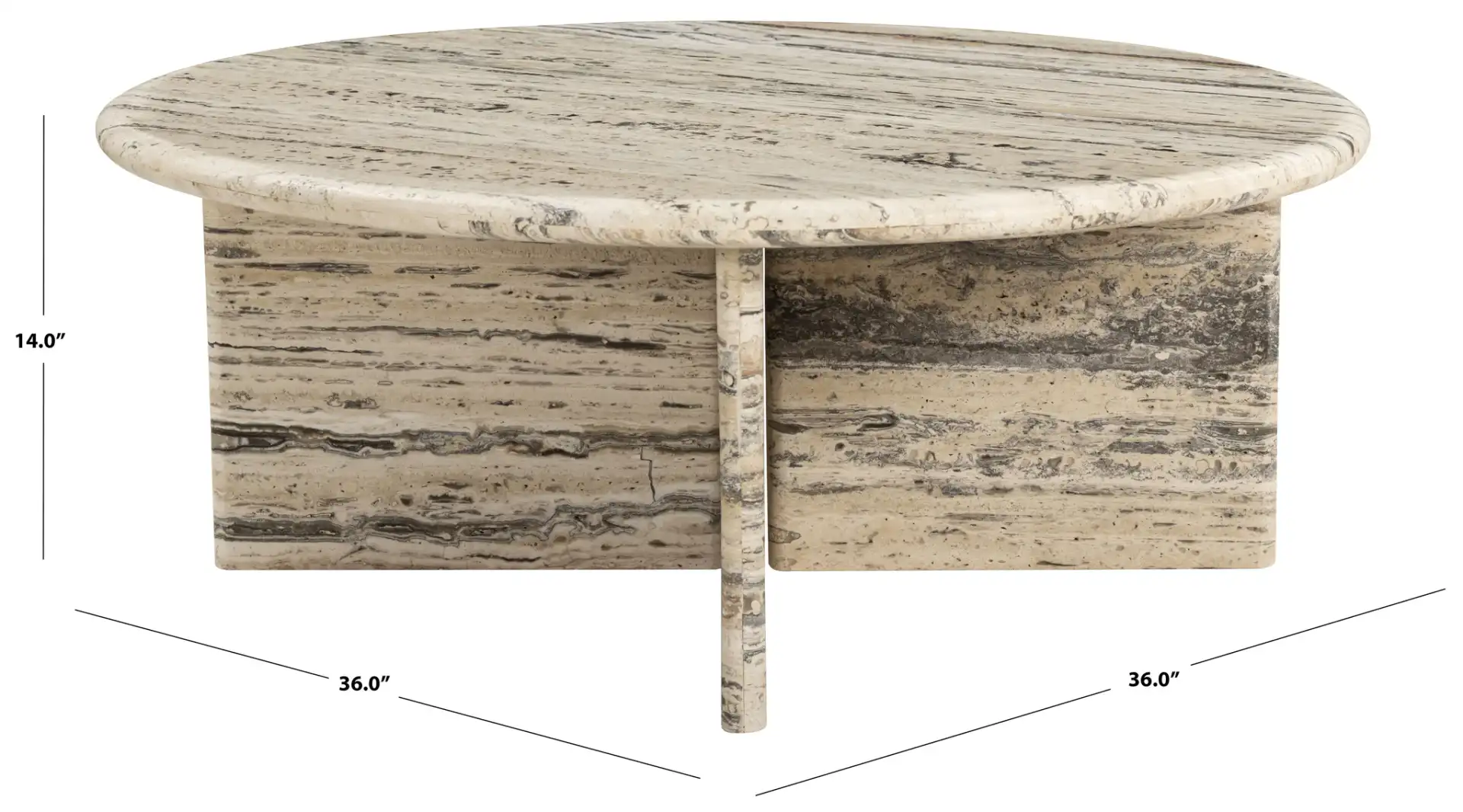 Feliciandra Trave Coffee Table in Travertine, detail view