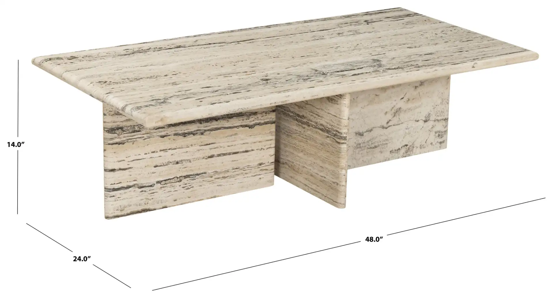 Feliciandra Trav Coffee Table in Travertine, detail view
